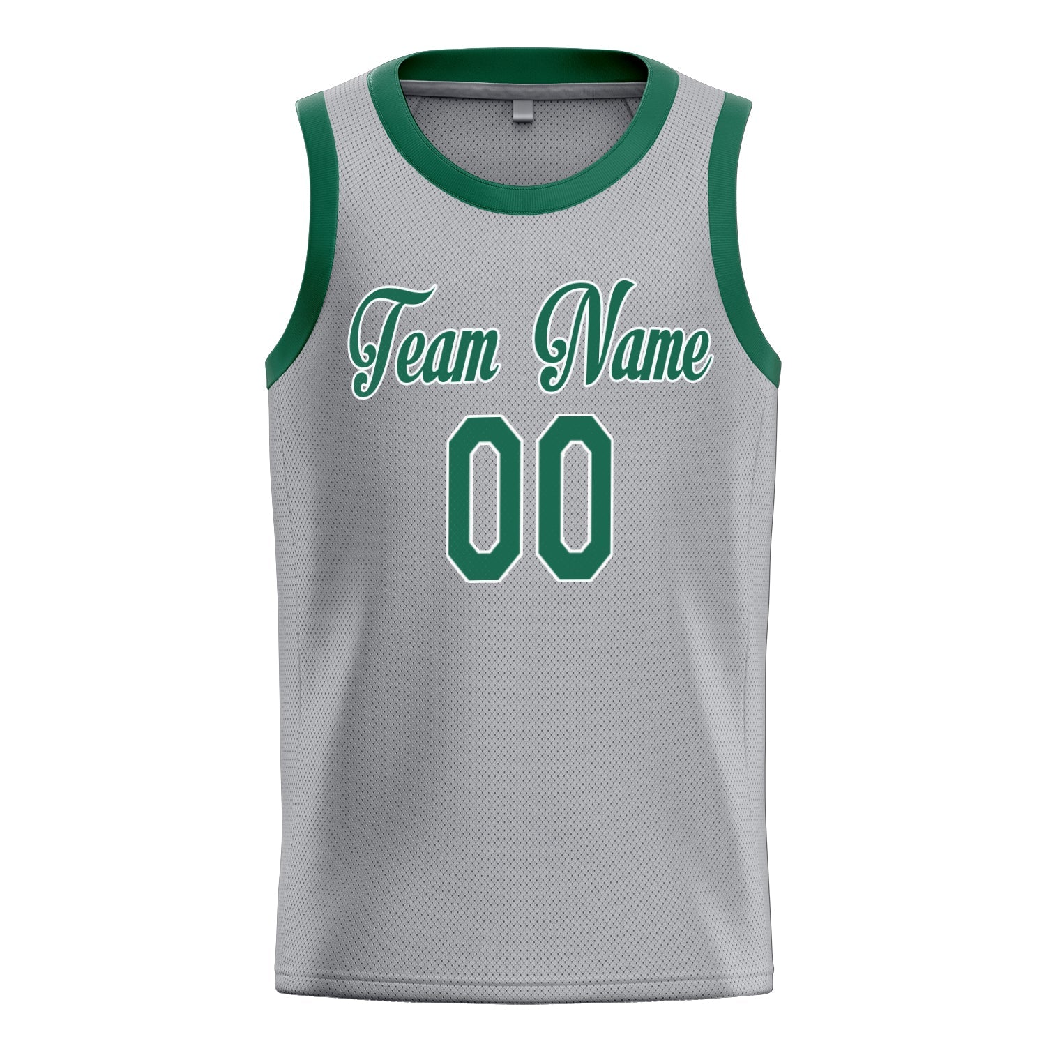 Custom Gray Kelly-Green Solid-Color Basketball Jersey