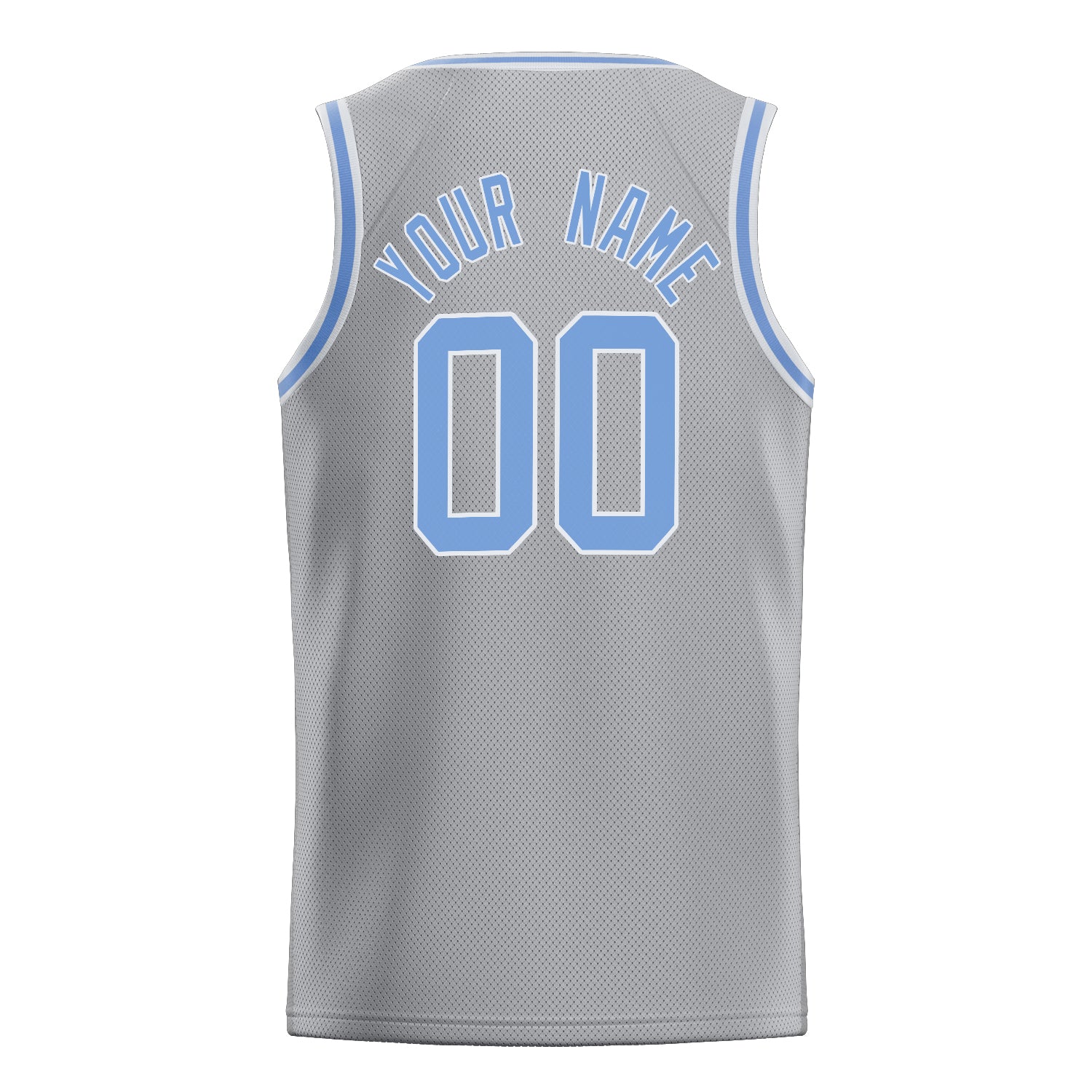 Custom Gray Light-Blue Solid-Color Basketball Jersey