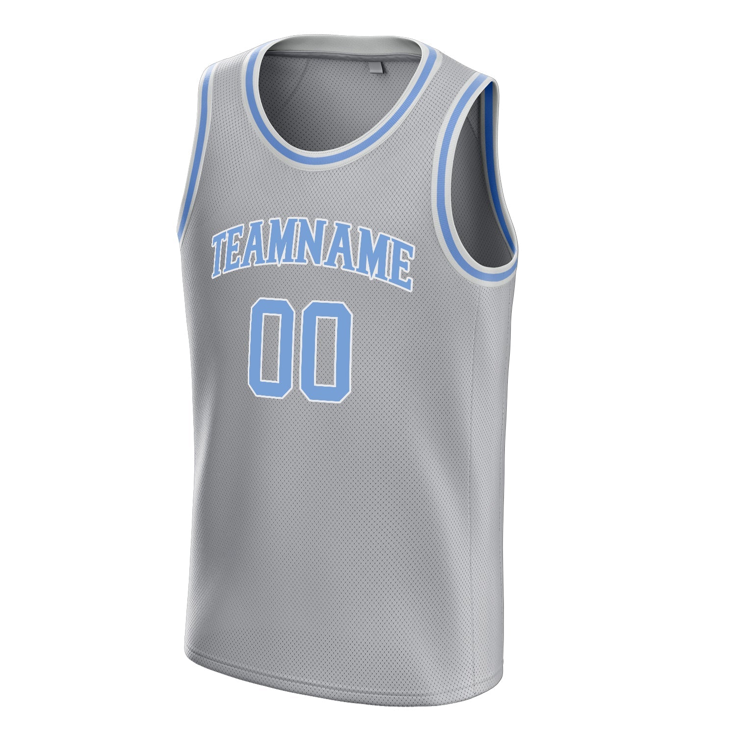 Custom Gray Light-Blue Solid-Color Basketball Jersey
