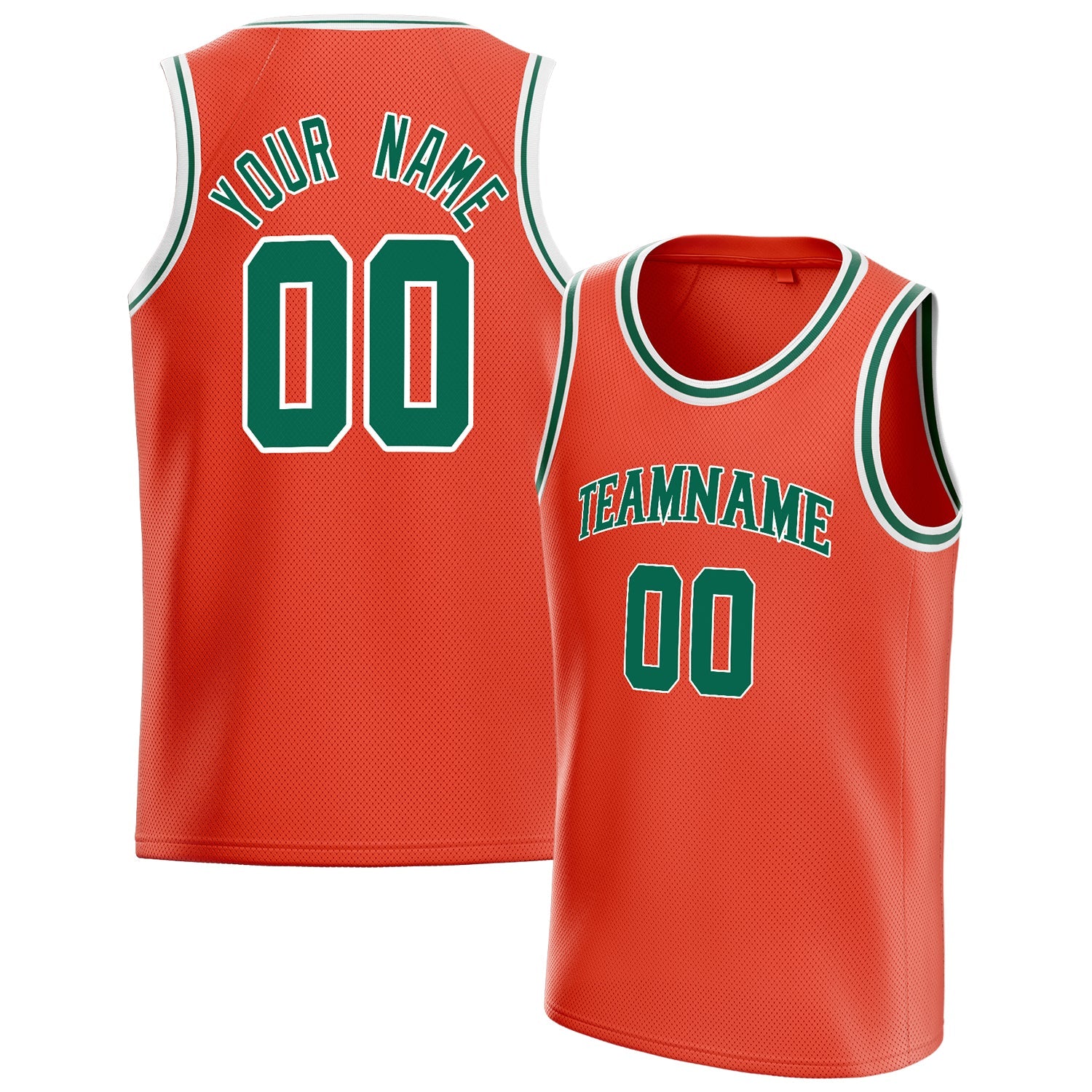 Custom Orange Kelly-Green Solid-Color Basketball Jersey