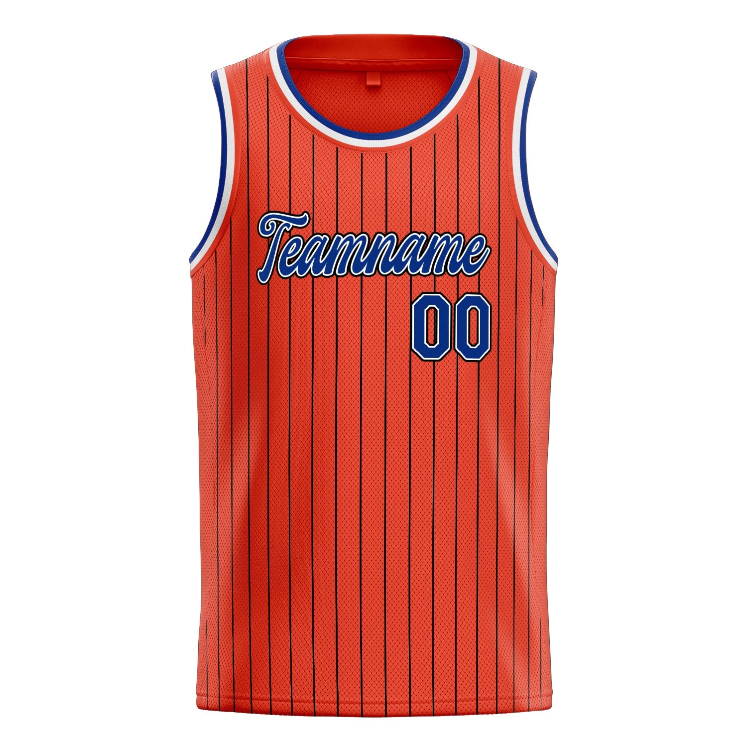 Custom Orange Royal Black-Pinstripe Basketball Jersey