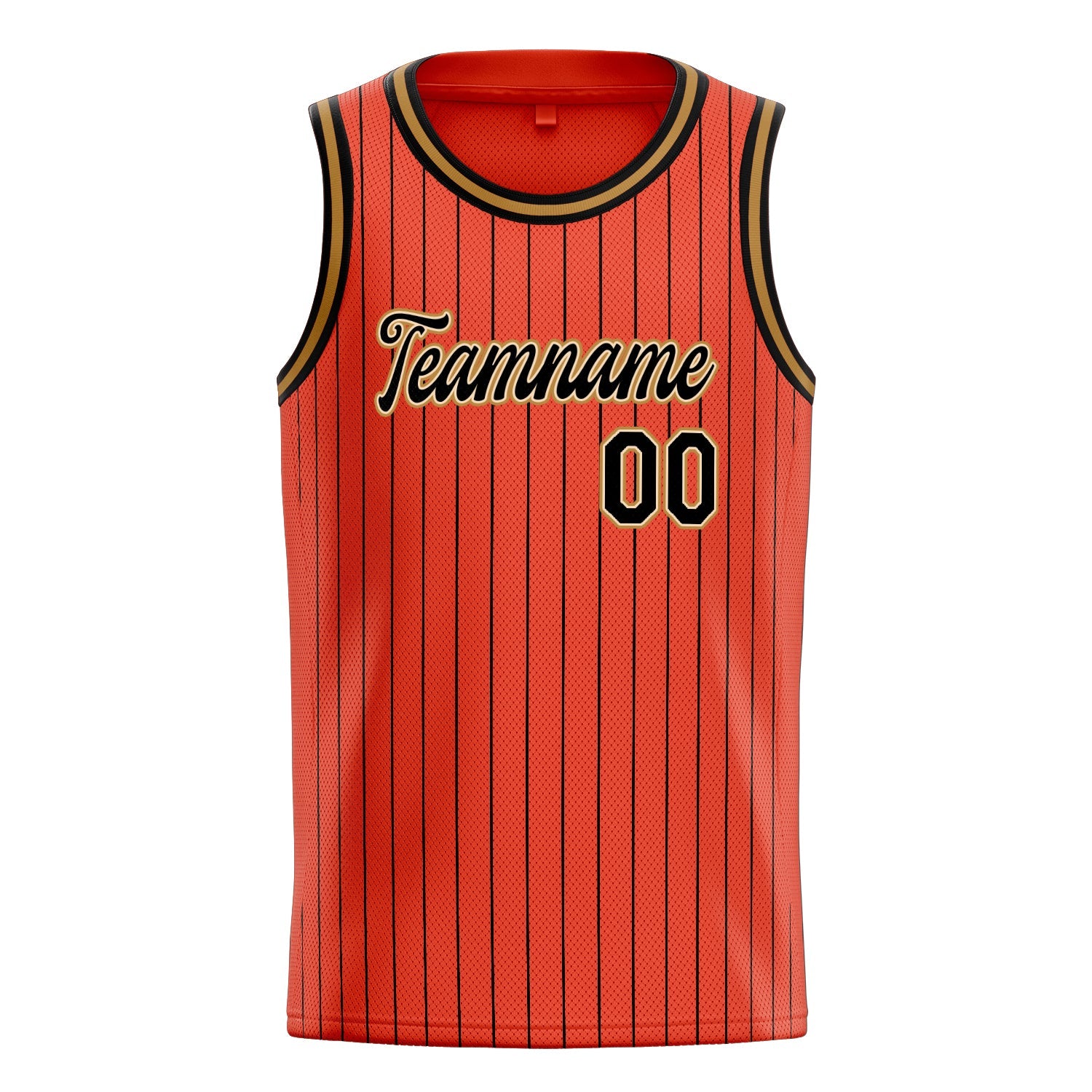 Custom Orange Black Black-Pinstripe Basketball Jersey
