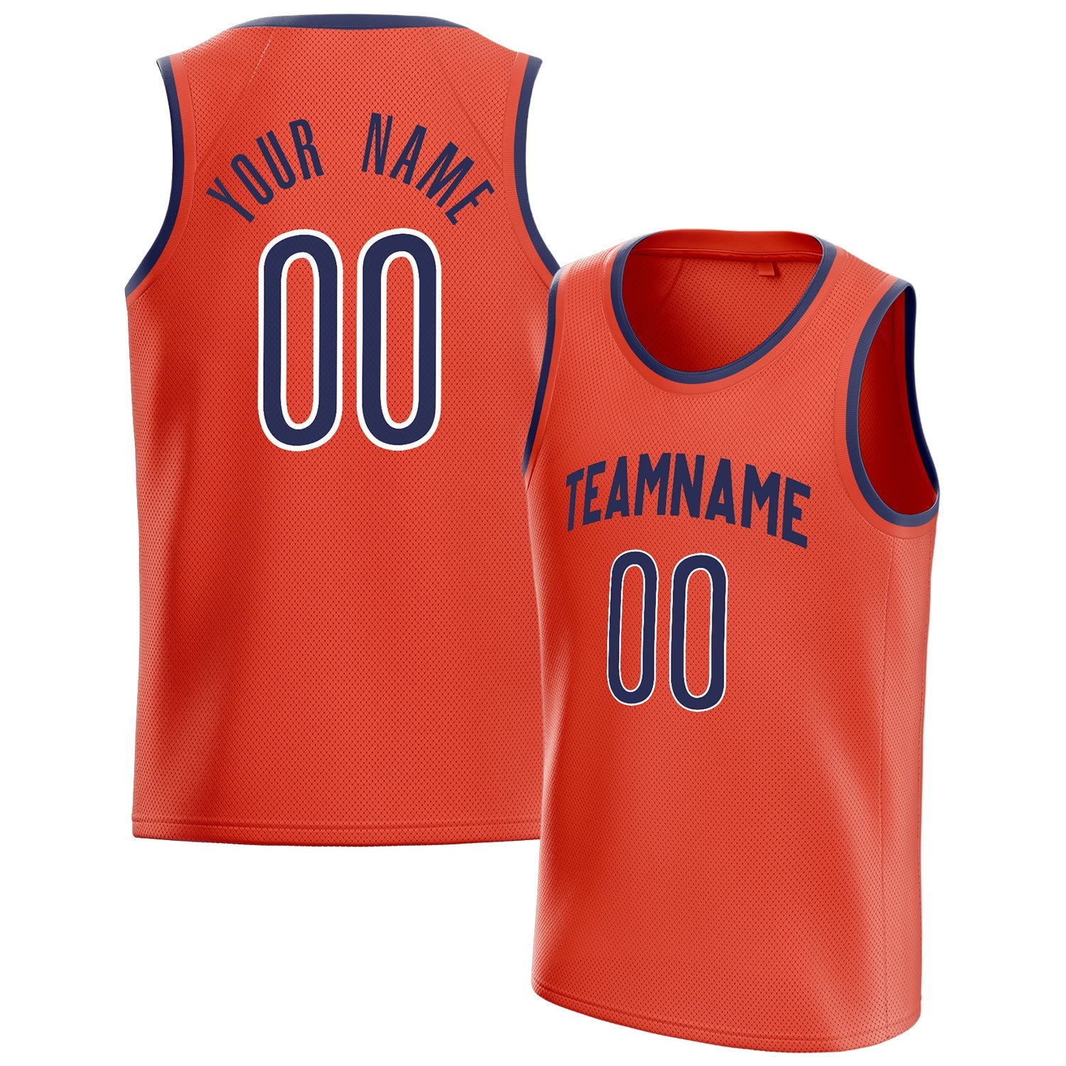Custom Orange Navy Solid-Color Basketball Jersey