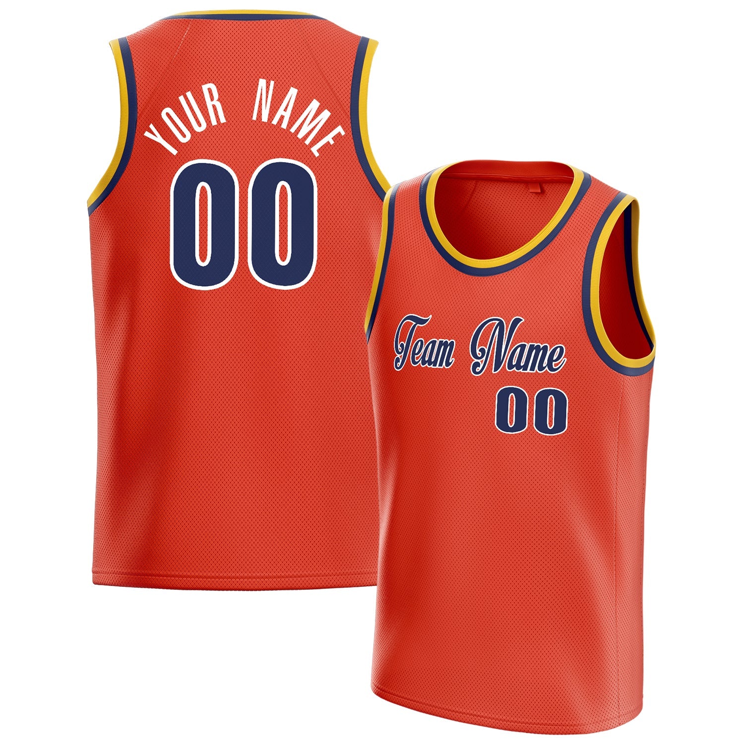 Custom Orange Navy Solid-Color Basketball Jersey