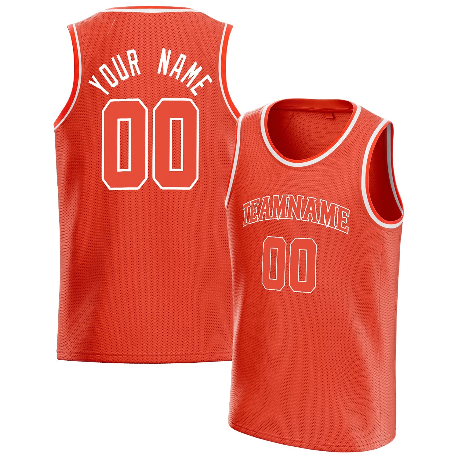 Custom Orange White Solid-Color Basketball Jersey