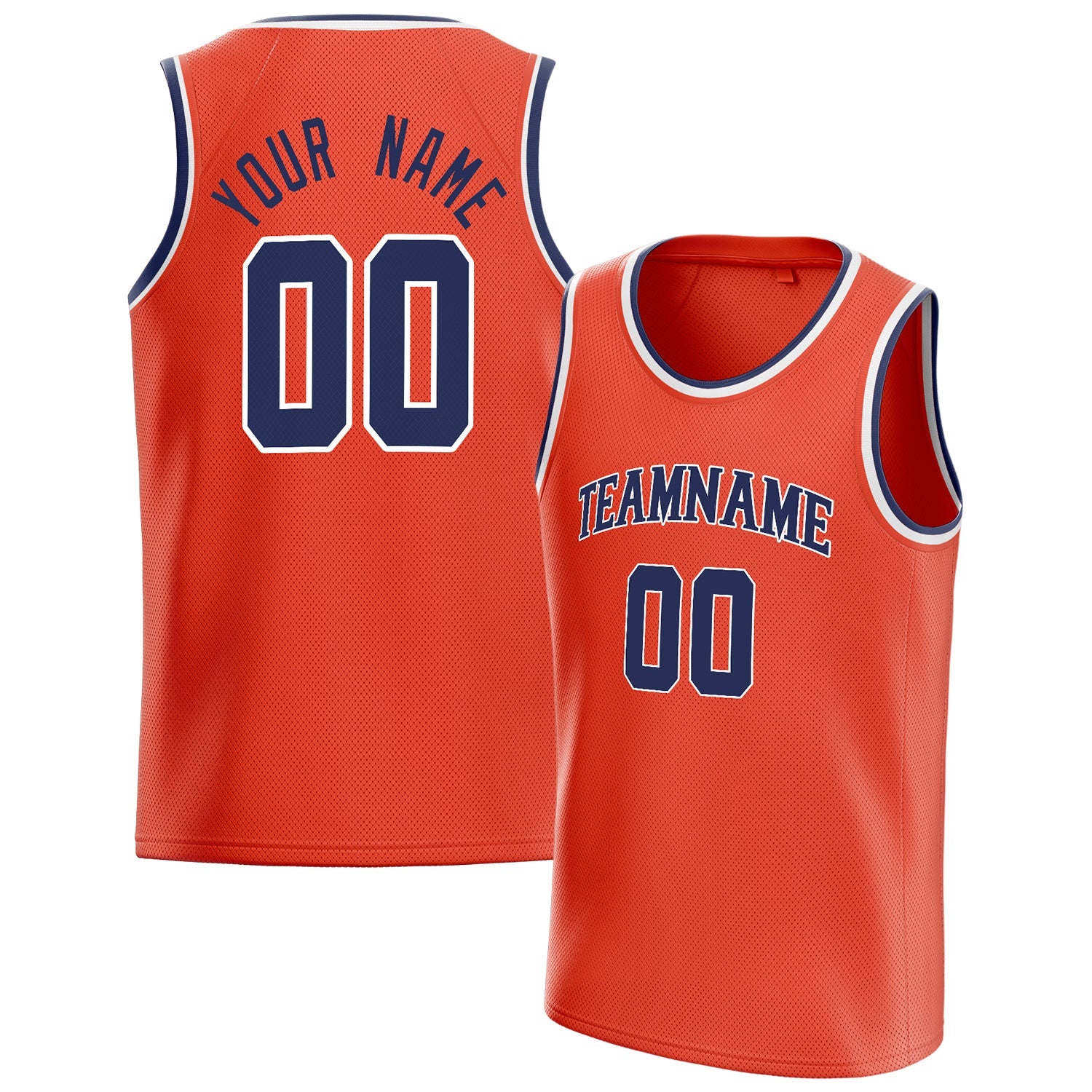 Custom Orange Navy Solid-Color Basketball Jersey