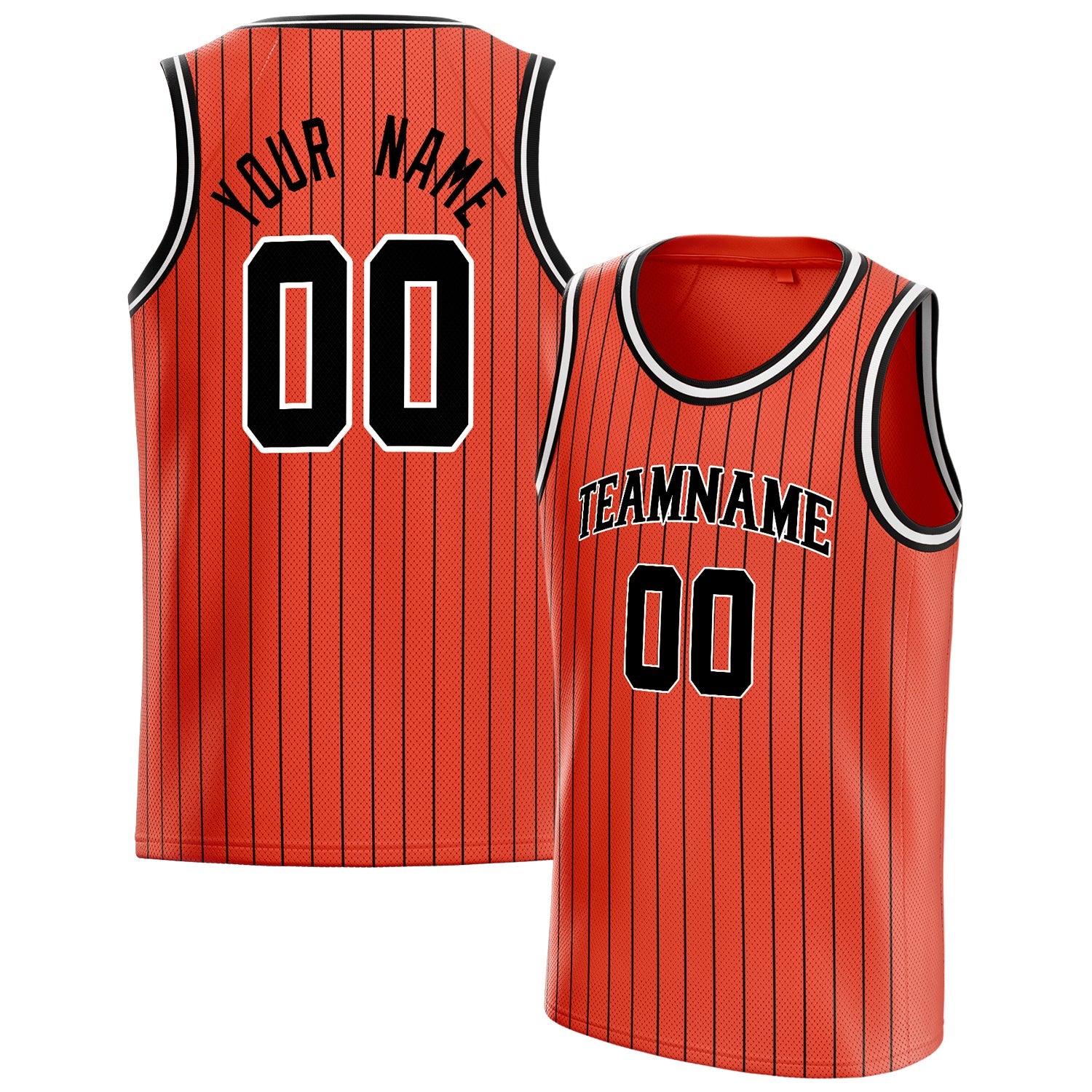 Custom Orange Black Black-Pinstripe Basketball Jersey