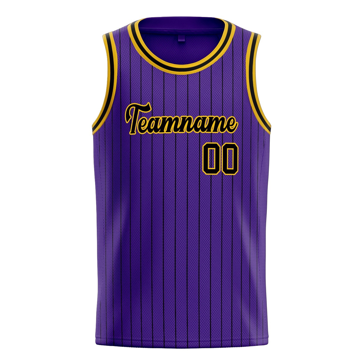 Custom Purple Black Black-Pinstripe Basketball Jersey