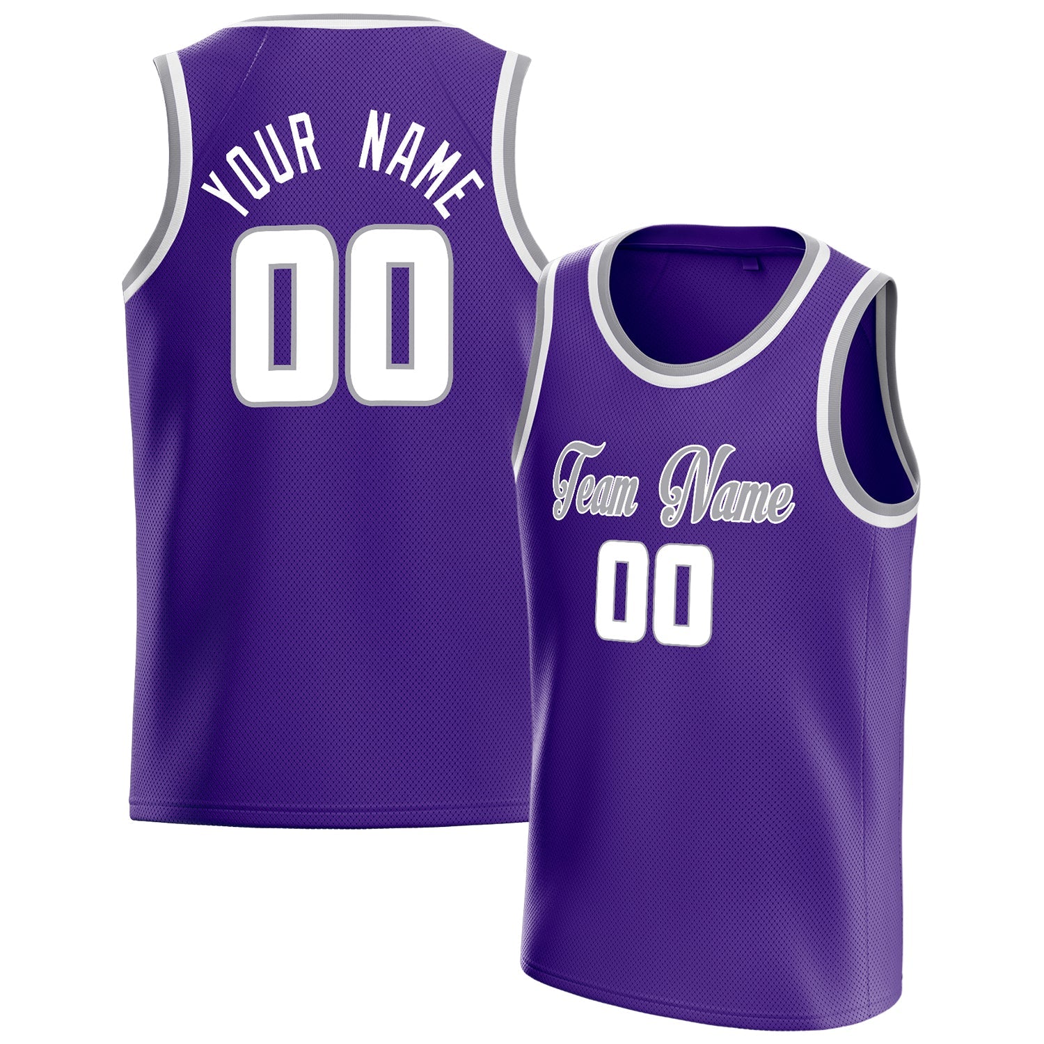 Custom Purple White White-Pinstripe Basketball Jersey