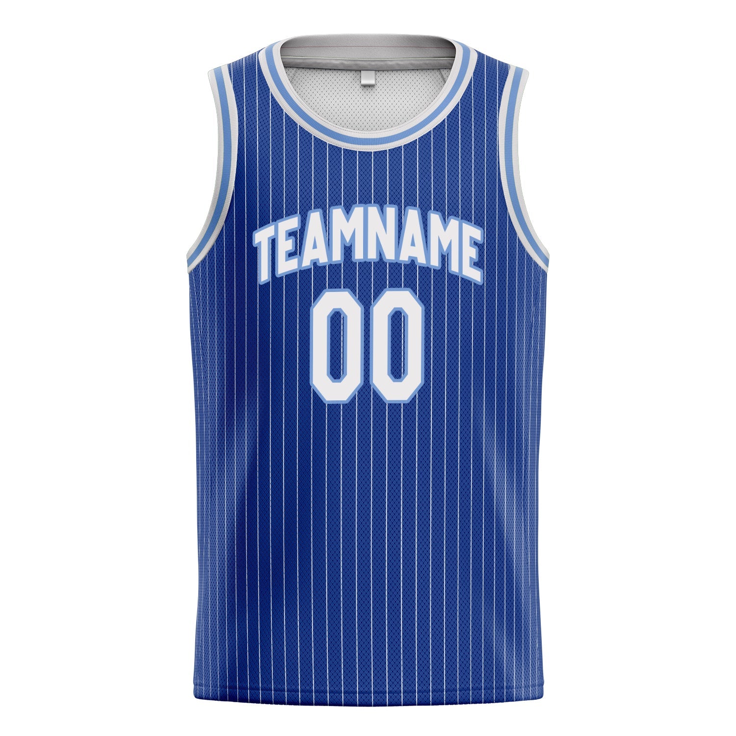 Custom Royal White White-Pinstripe Basketball Jersey