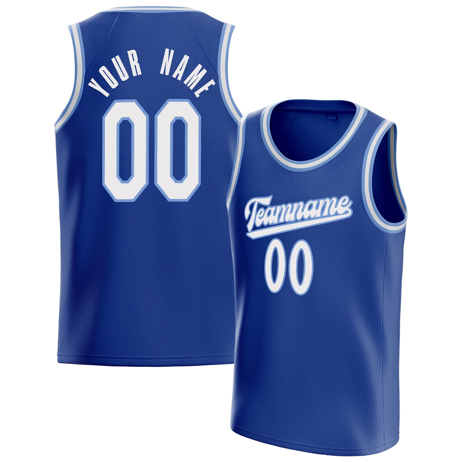 Custom Royal White Solid-Color Basketball Jersey
