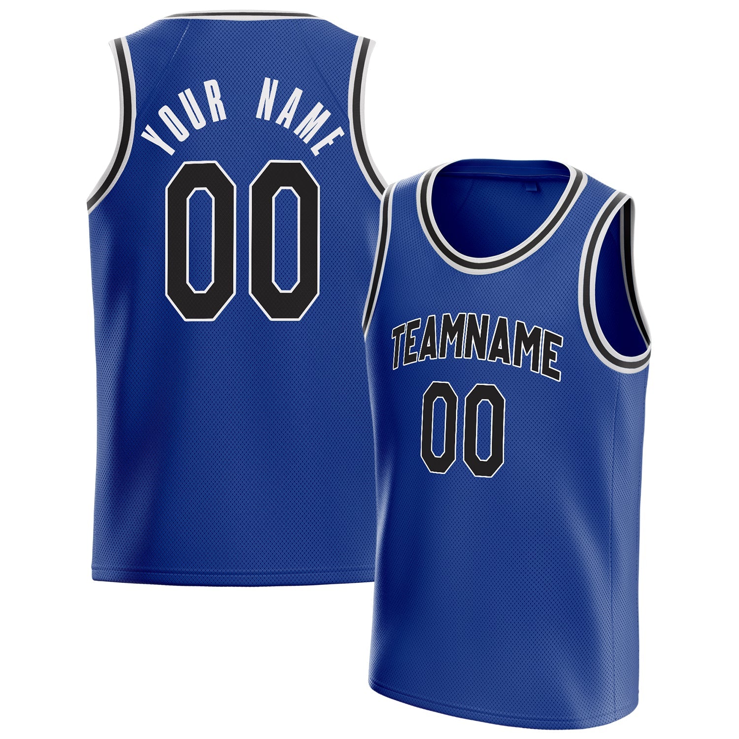 Custom Royal Black Solid-Color Basketball Jersey
