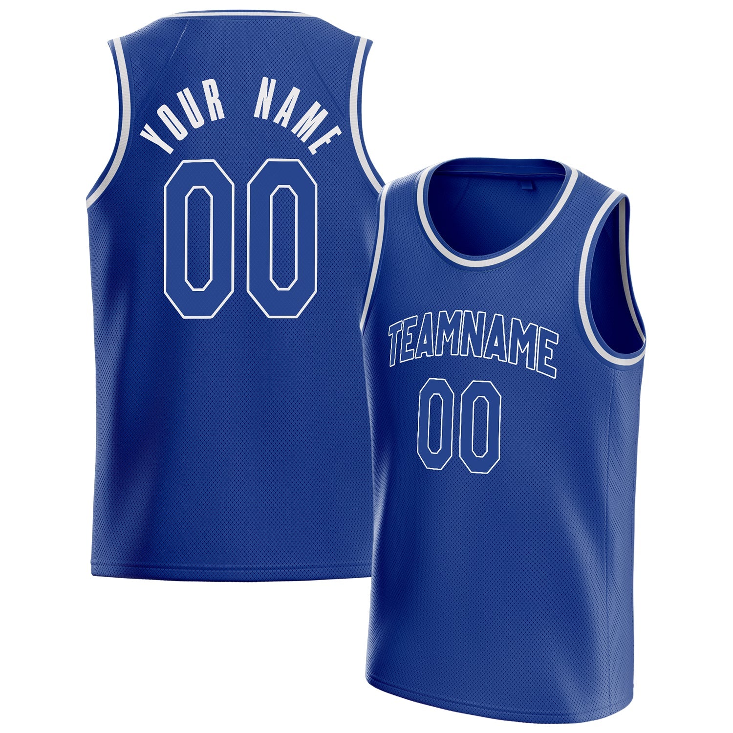 Custom Royal White Solid-Color Basketball Jersey