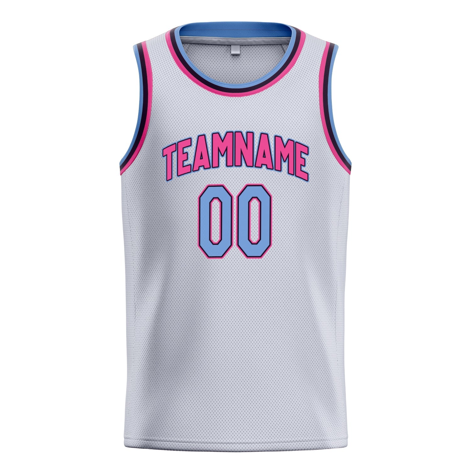 Custom White Light-Blue Solid-Color Basketball Jersey