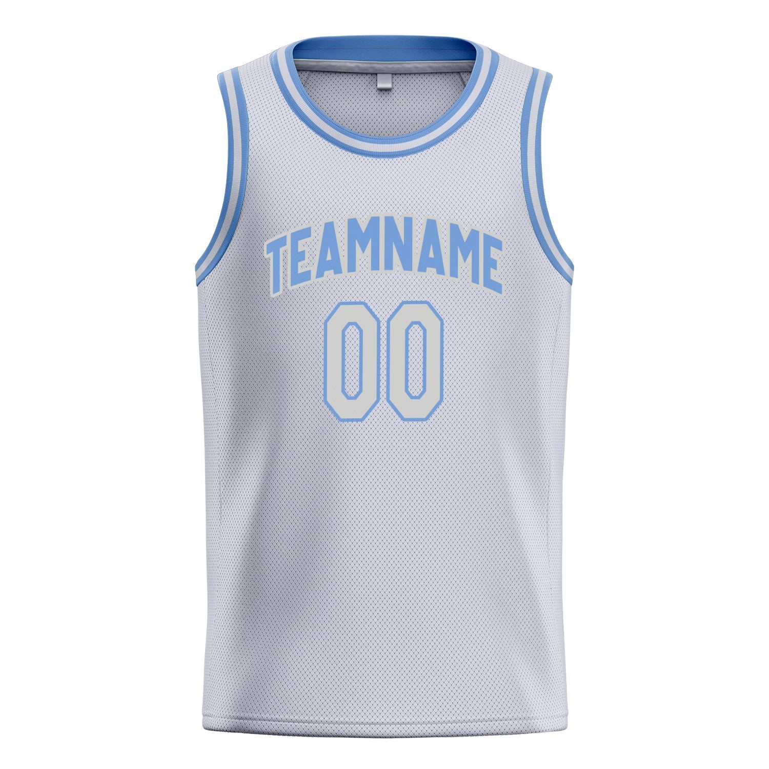 Custom White Light-Blue Solid-Color Basketball Jersey