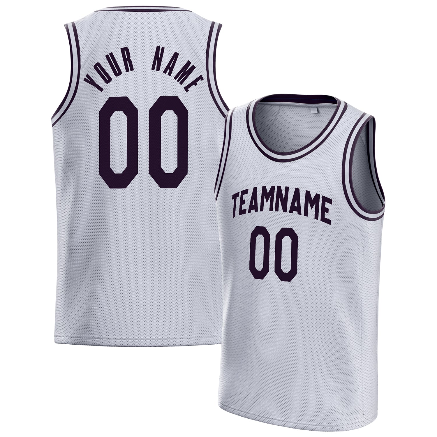 Custom White Black Solid-Color Basketball Jersey