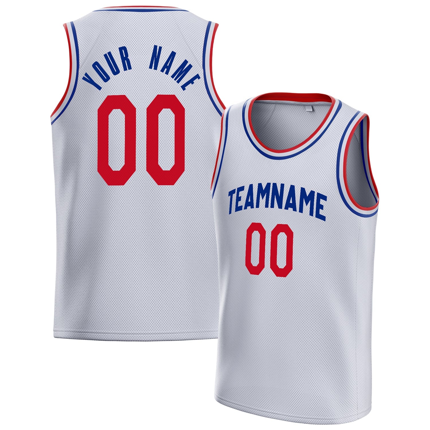 Custom White Red Solid-Color Basketball Jersey