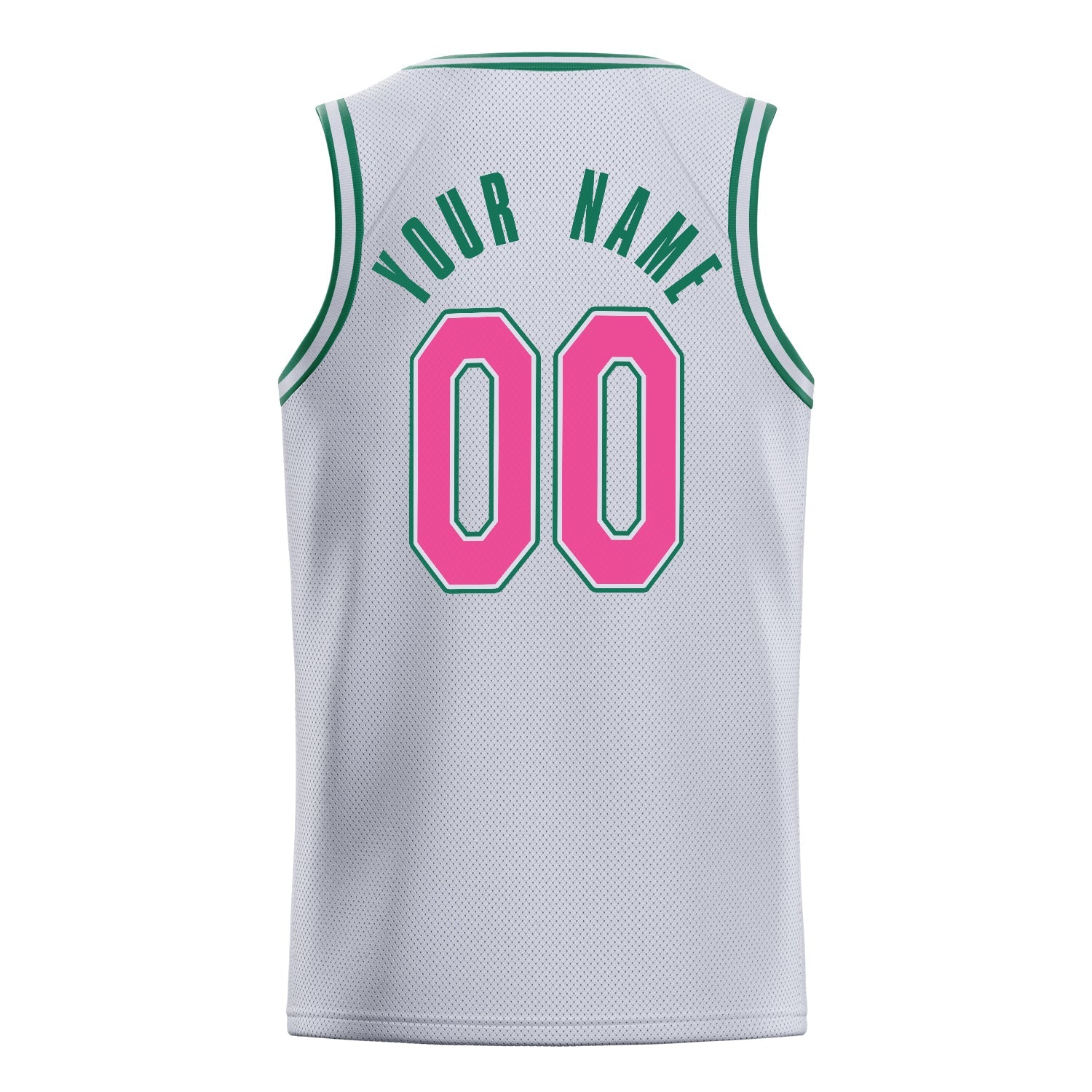 Custom White Pink Solid-Color Basketball Jersey