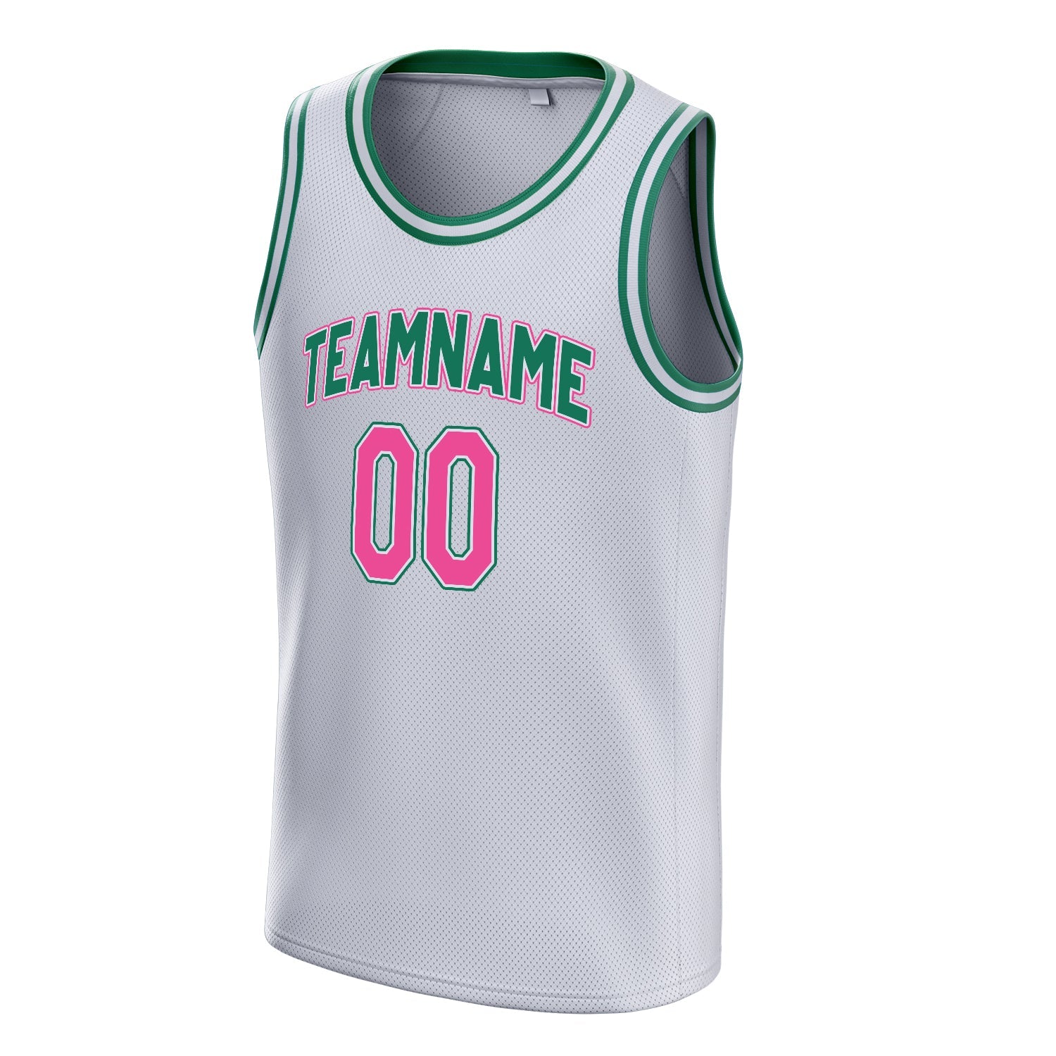 Custom White Pink Solid-Color Basketball Jersey