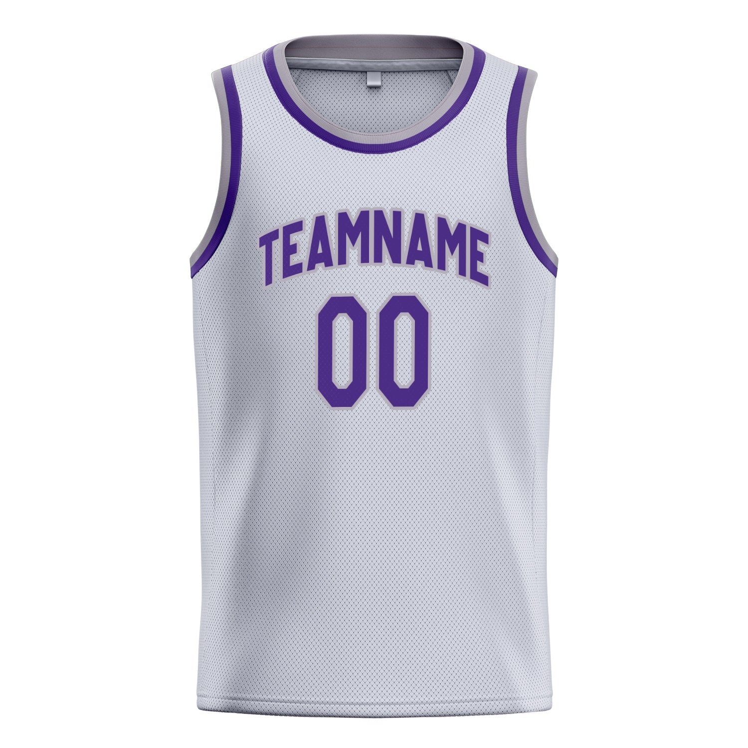 Custom White Purple Solid-Color Basketball Jersey