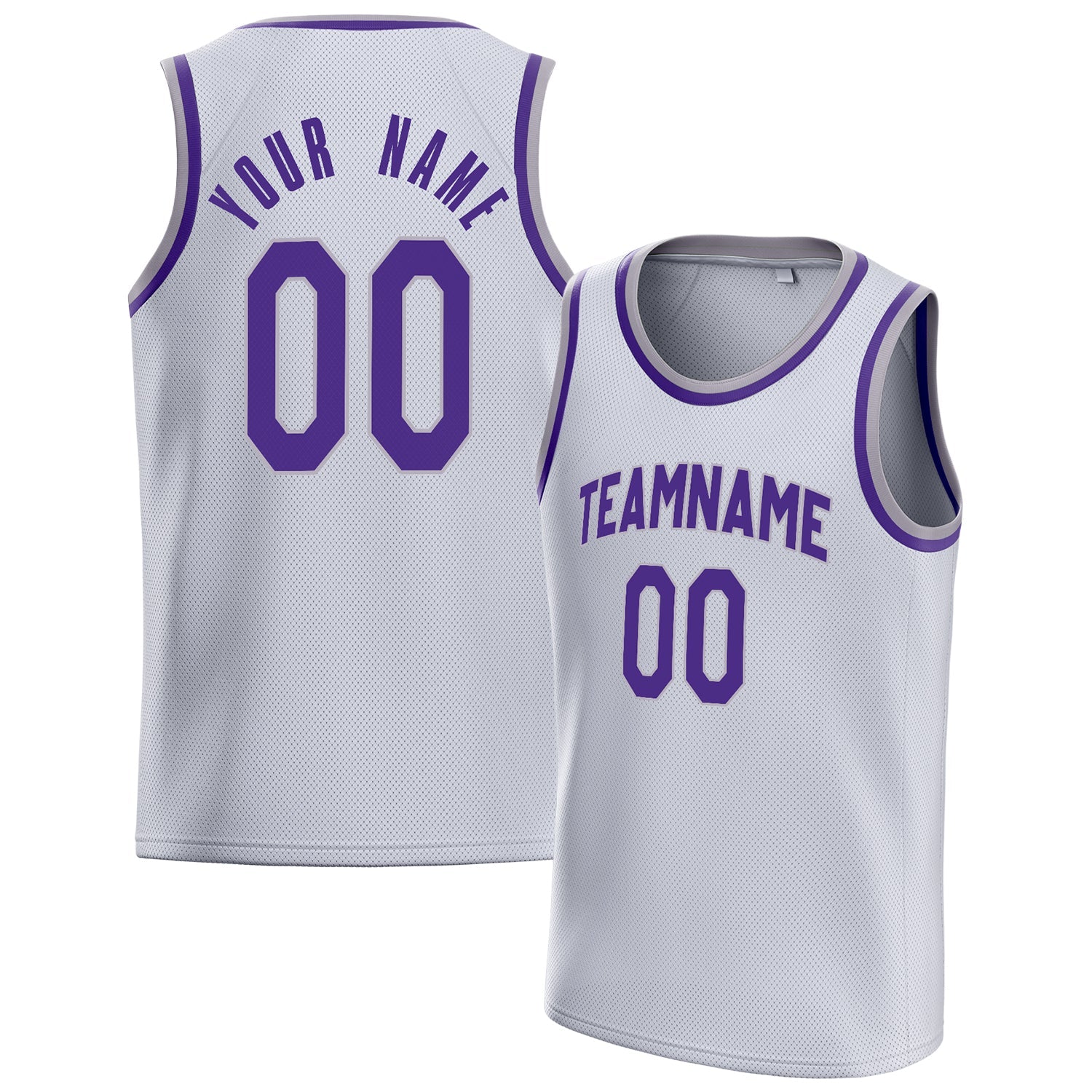 Custom White Purple Solid-Color Basketball Jersey