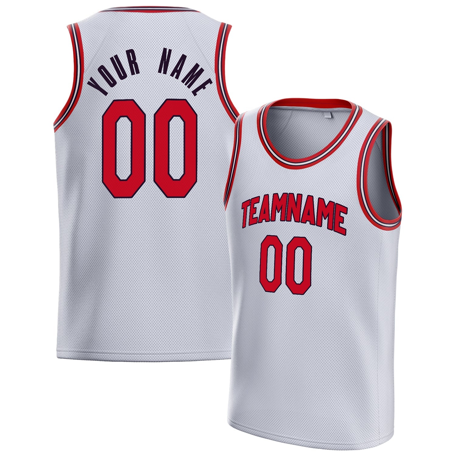 Custom White Red Solid-Color Basketball Jersey
