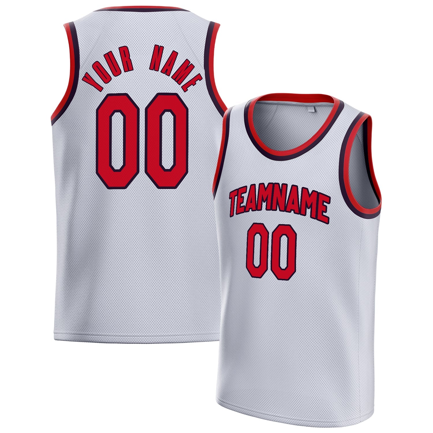 Custom White Red Solid-Color Basketball Jersey
