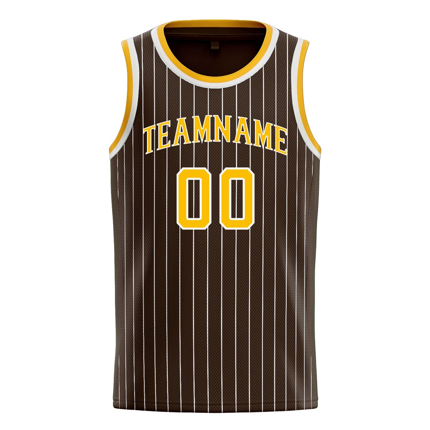 Custom Brown Gold White-Pinstripe Basketball Jersey