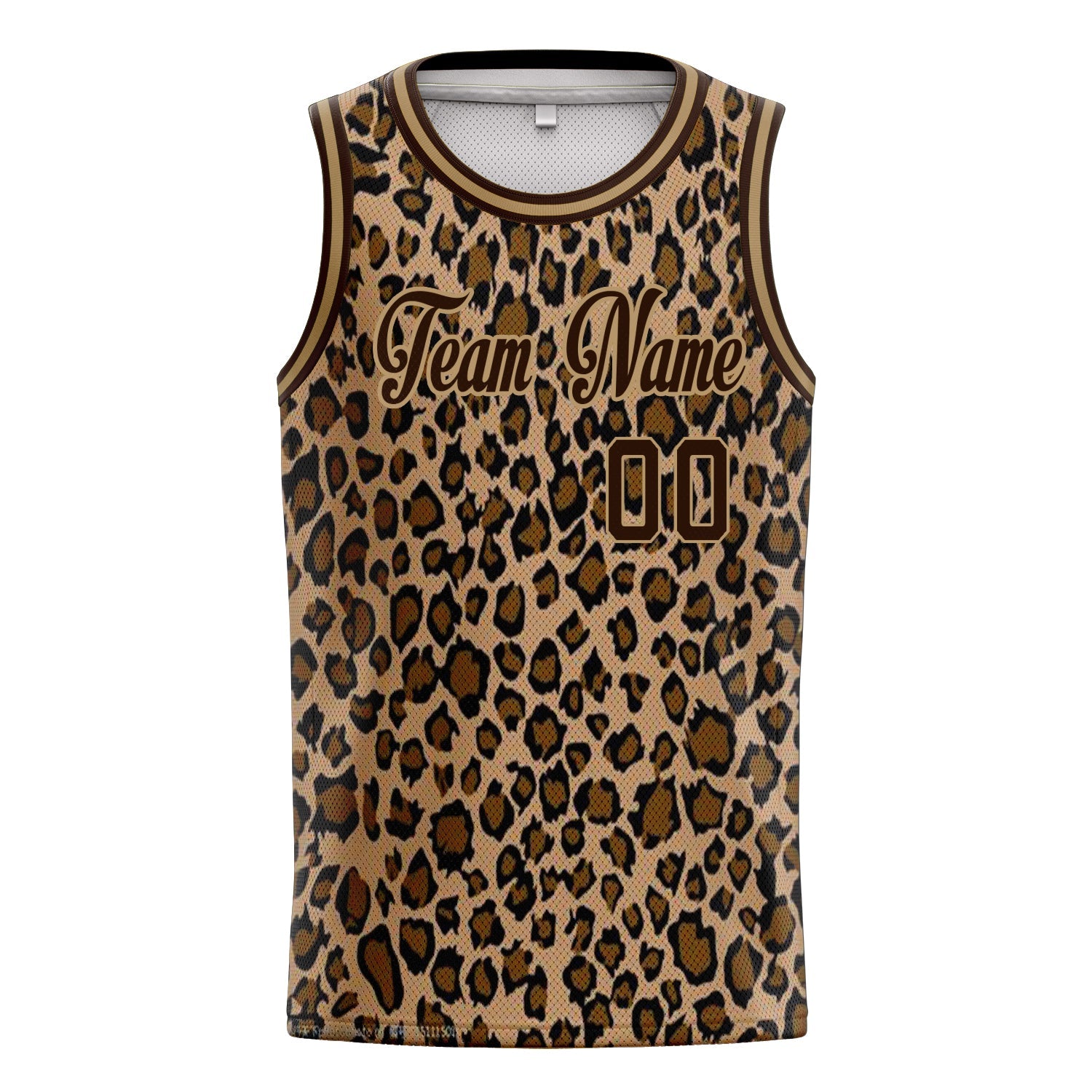 Custom Brown Old-Gold Leopard-Print Basketball Jersey