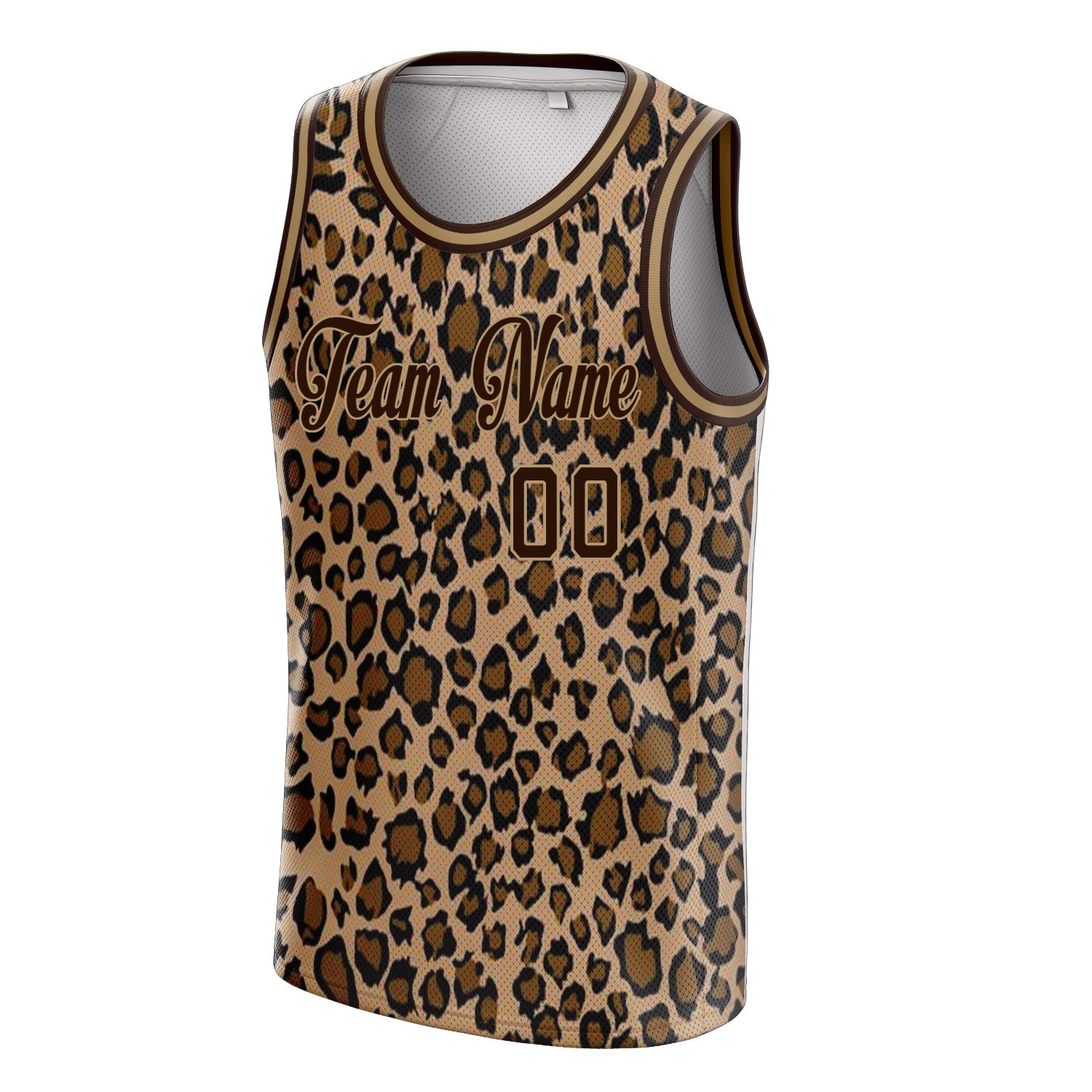 Custom Brown Old-Gold Leopard-Print Basketball Jersey