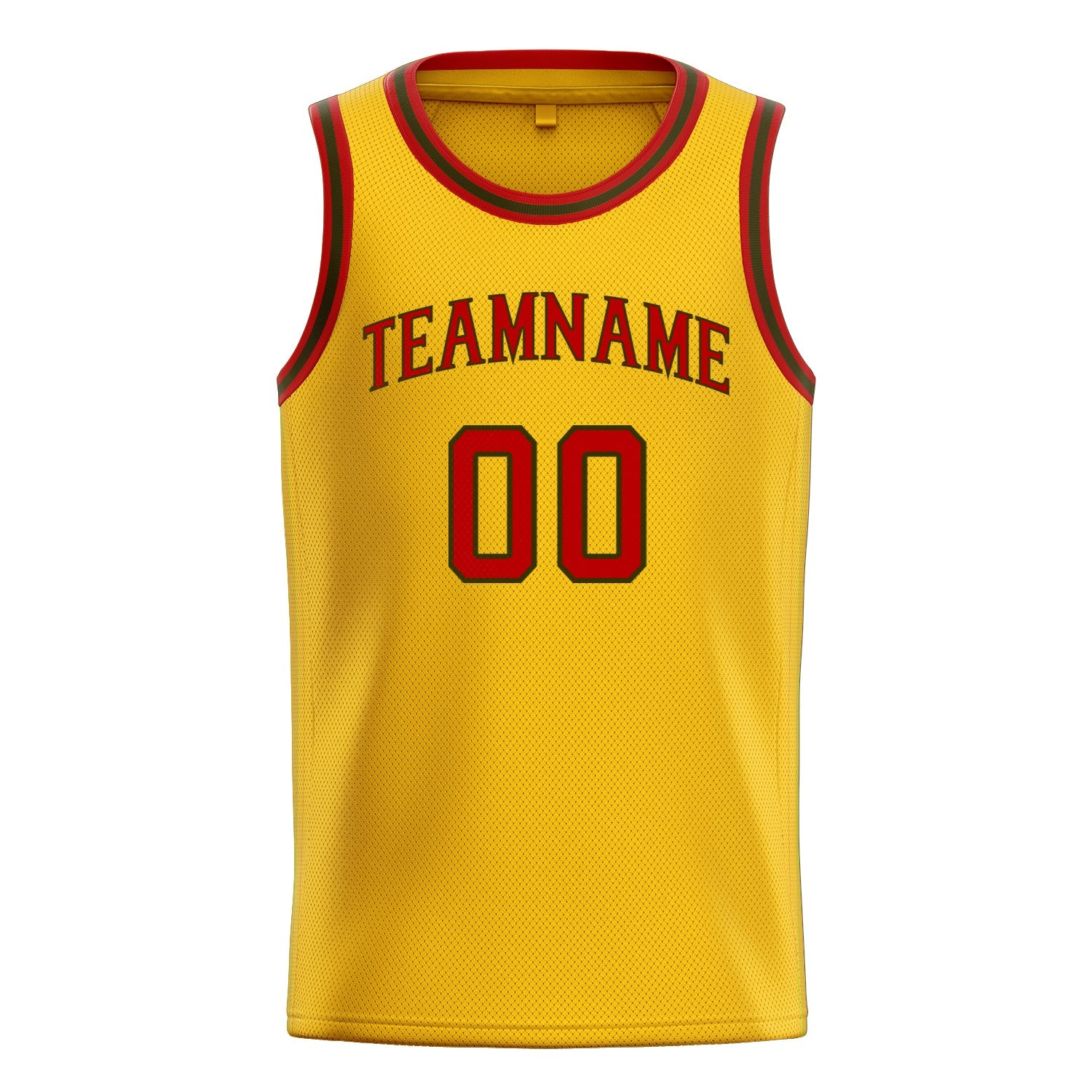 Custom Gold Red Solid-Color Basketball Jersey