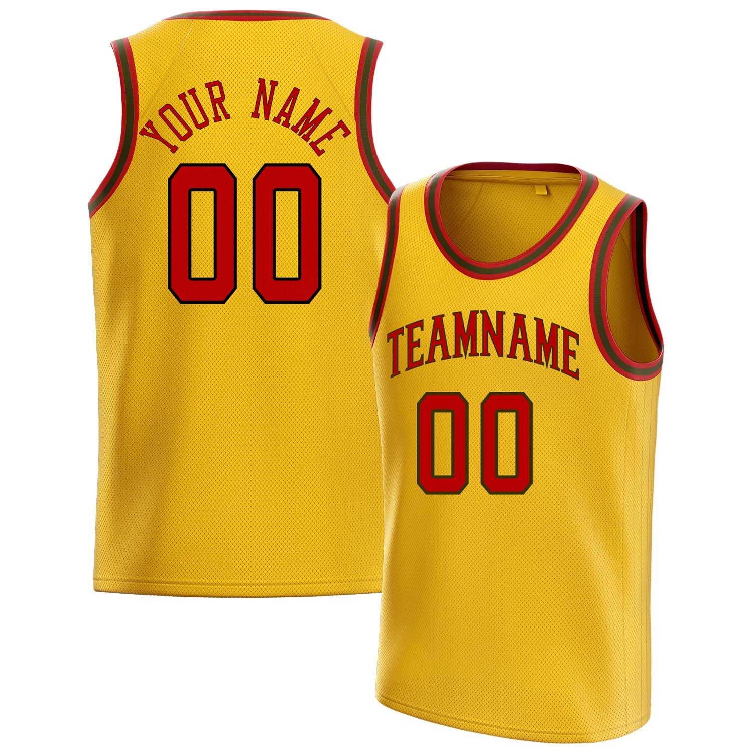 Custom Gold Red Solid-Color Basketball Jersey