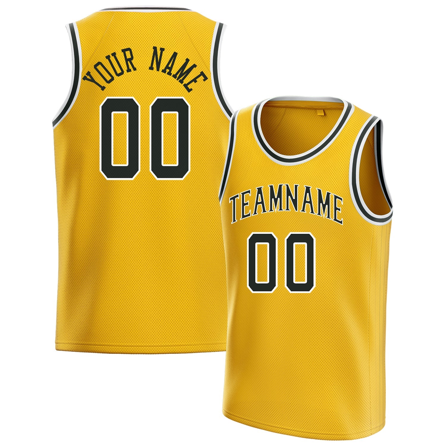 Custom Gold Black Solid-Color Basketball Jersey