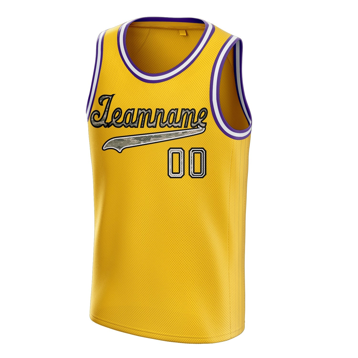 Custom Gold Camo Solid-Color Basketball Jersey