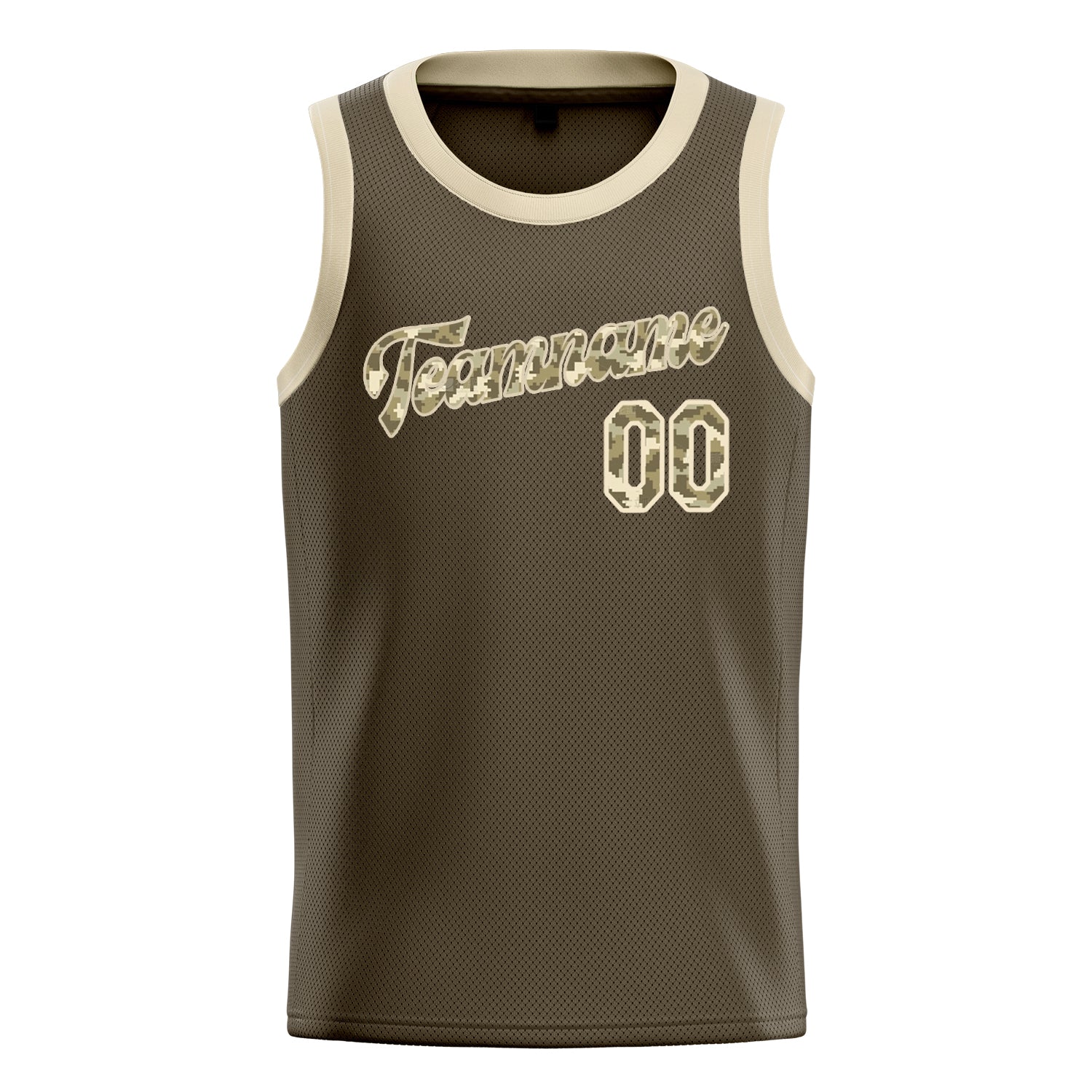 Custom Olive Camo Solid-Color Basketball Jersey
