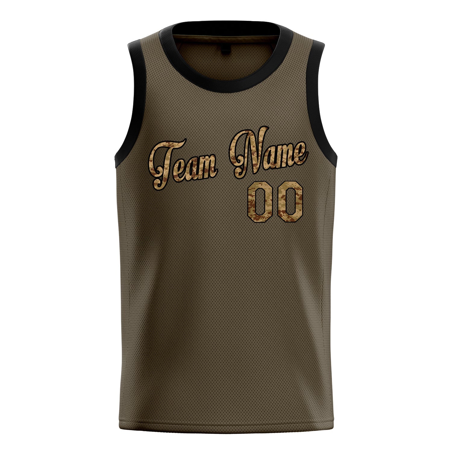 Custom Olive Camo Solid-Color Basketball Jersey