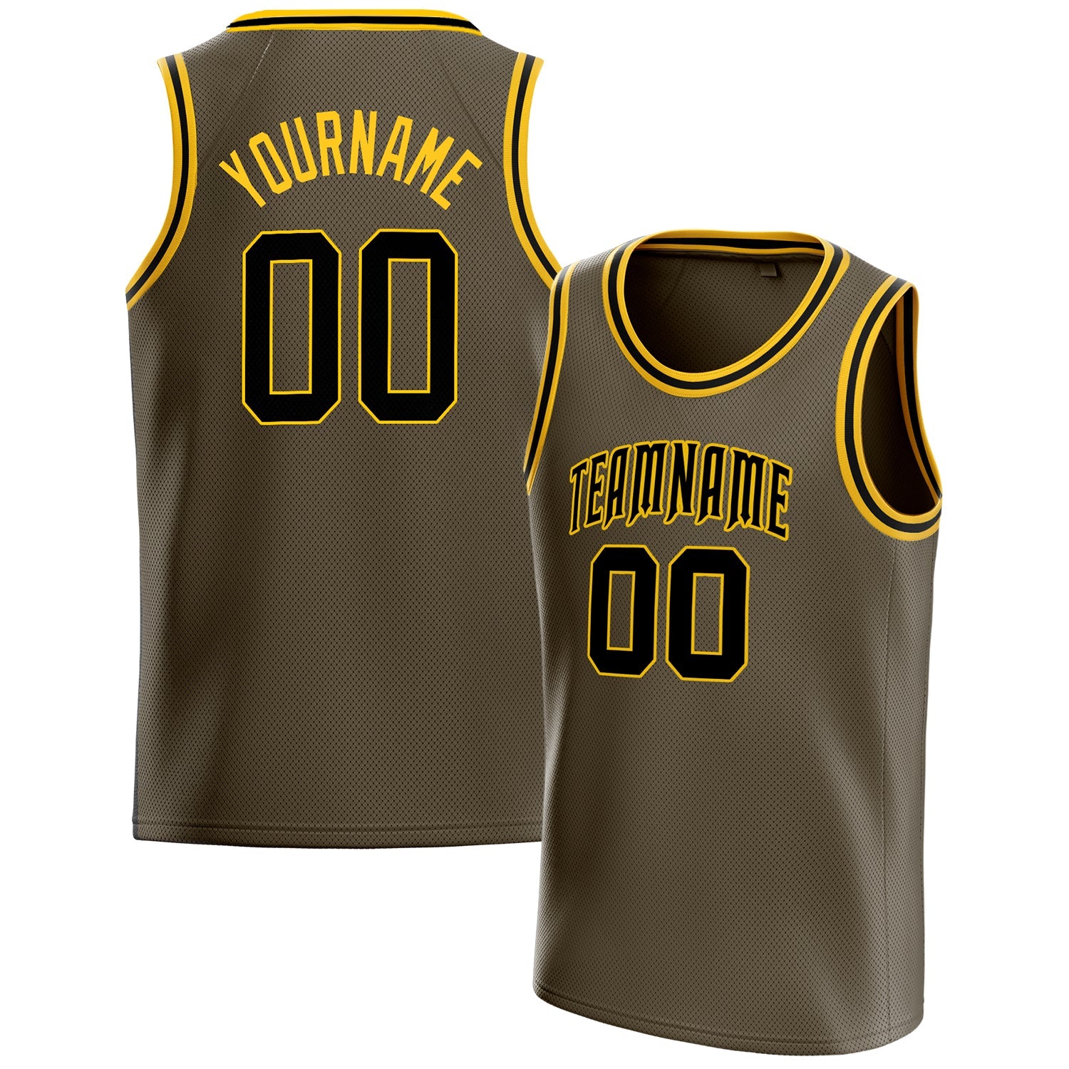 Custom Olive Black Solid-Color Basketball Jersey
