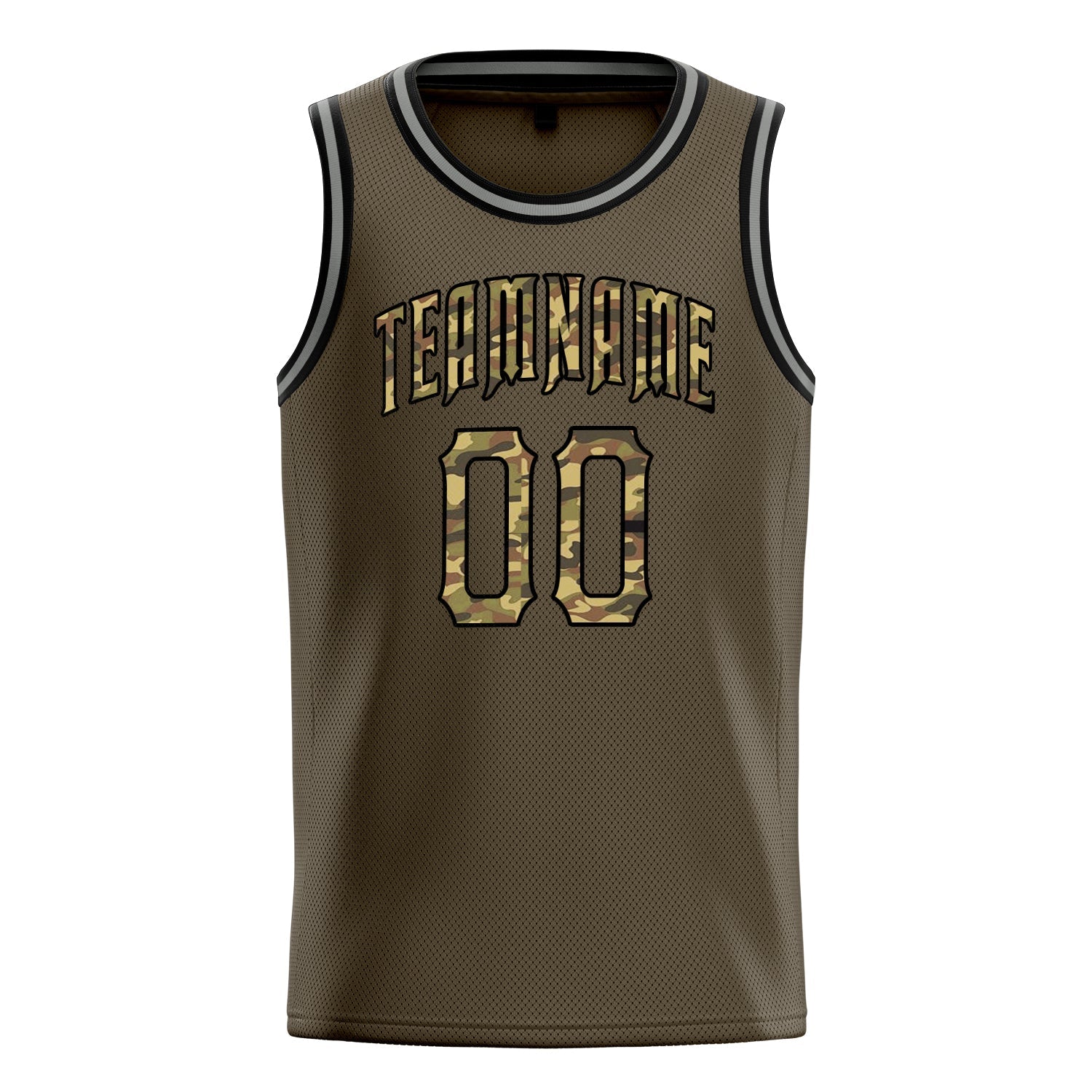 Custom Olive Camo Solid-Color Basketball Jersey