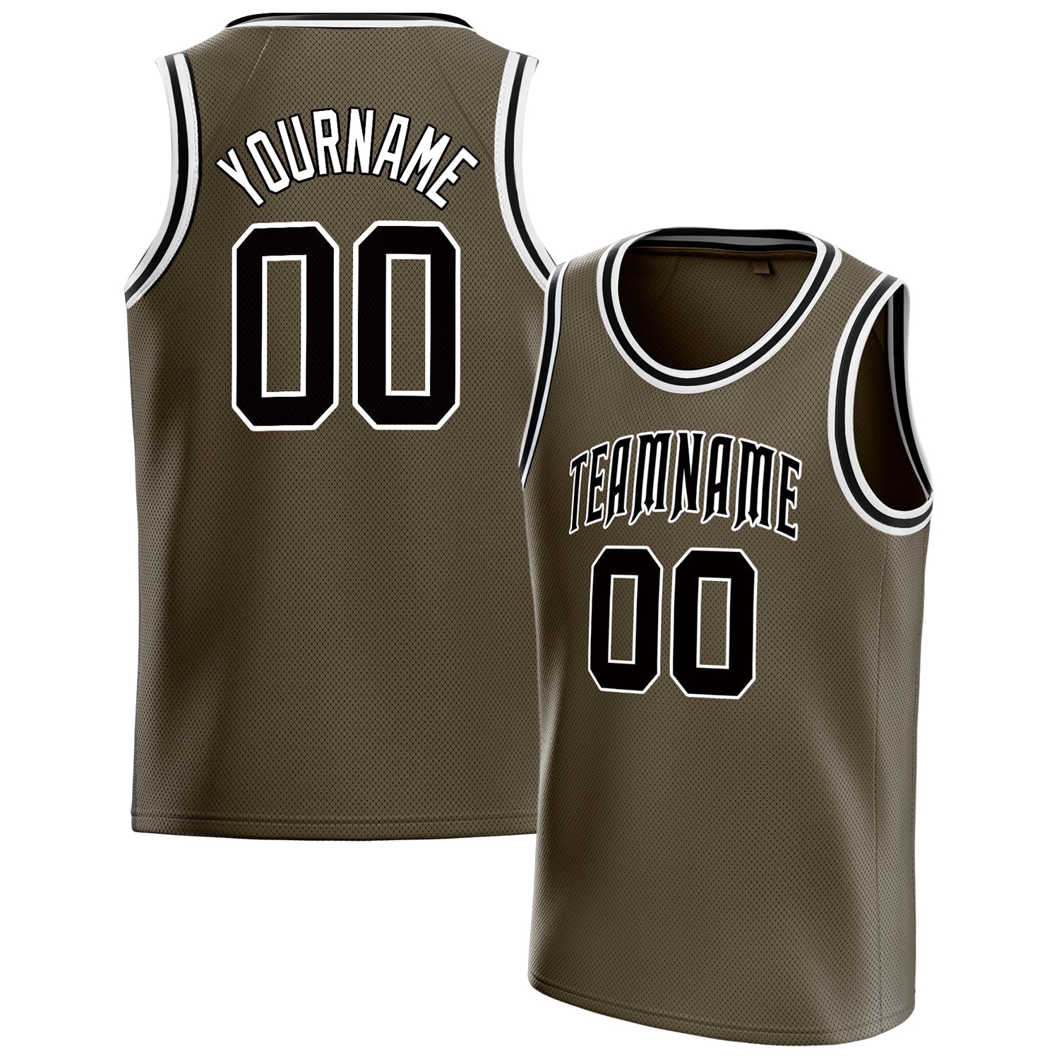 Custom Olive Black Solid-Color Basketball Jersey