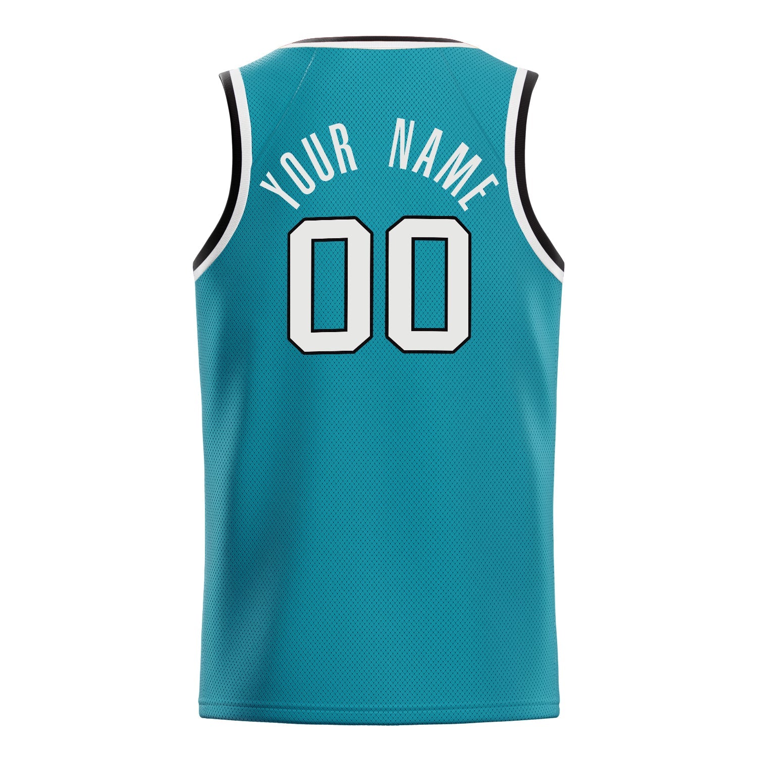 Custom Teal White Solid-Color Basketball Jersey