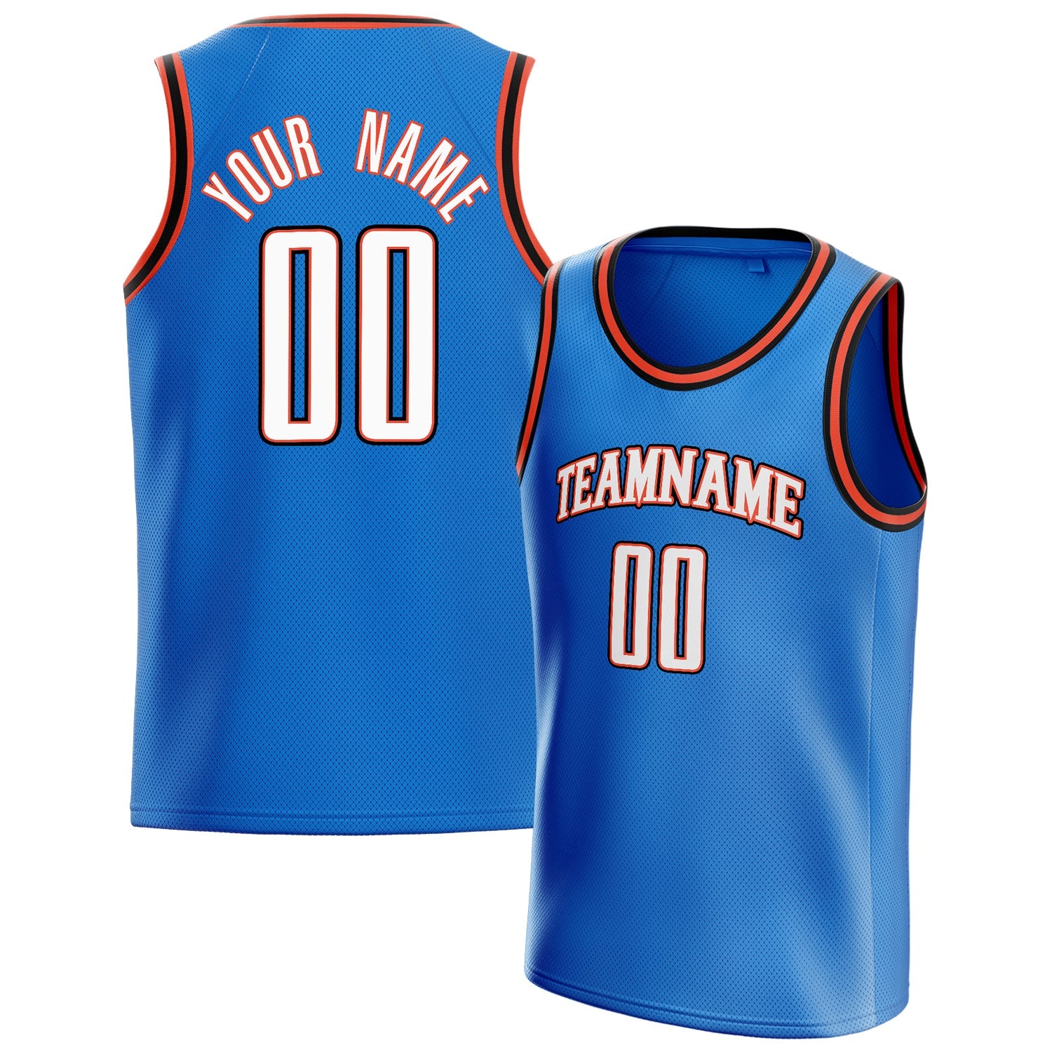 Custom Blue White Solid-Color Basketball Jersey
