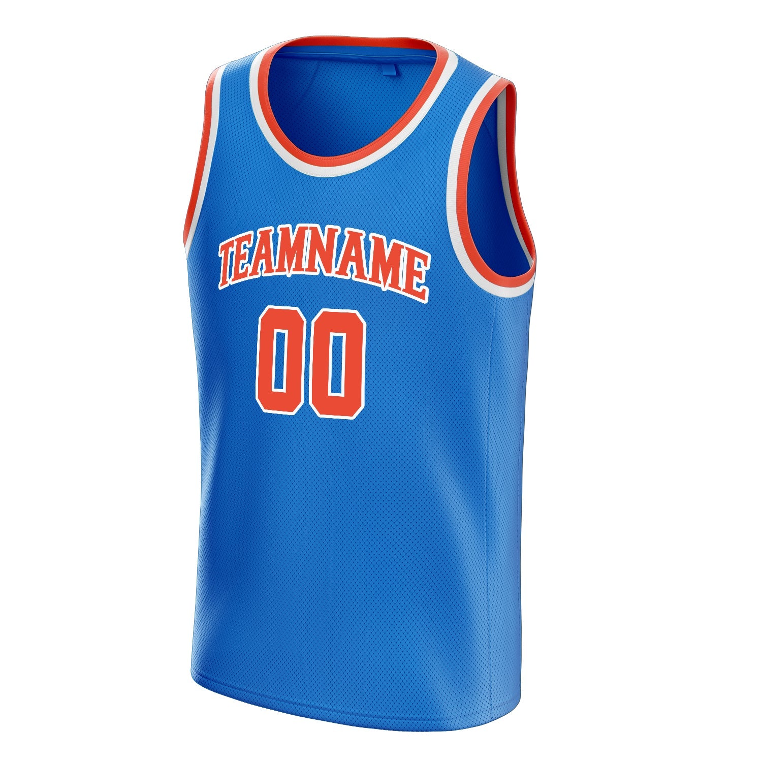 Custom Blue Orange Solid-Color Basketball Jersey