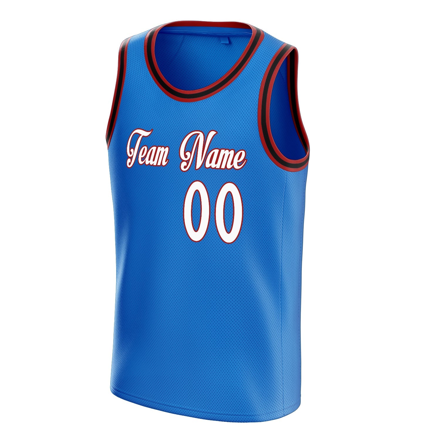 Custom Blue White Solid-Color Basketball Jersey