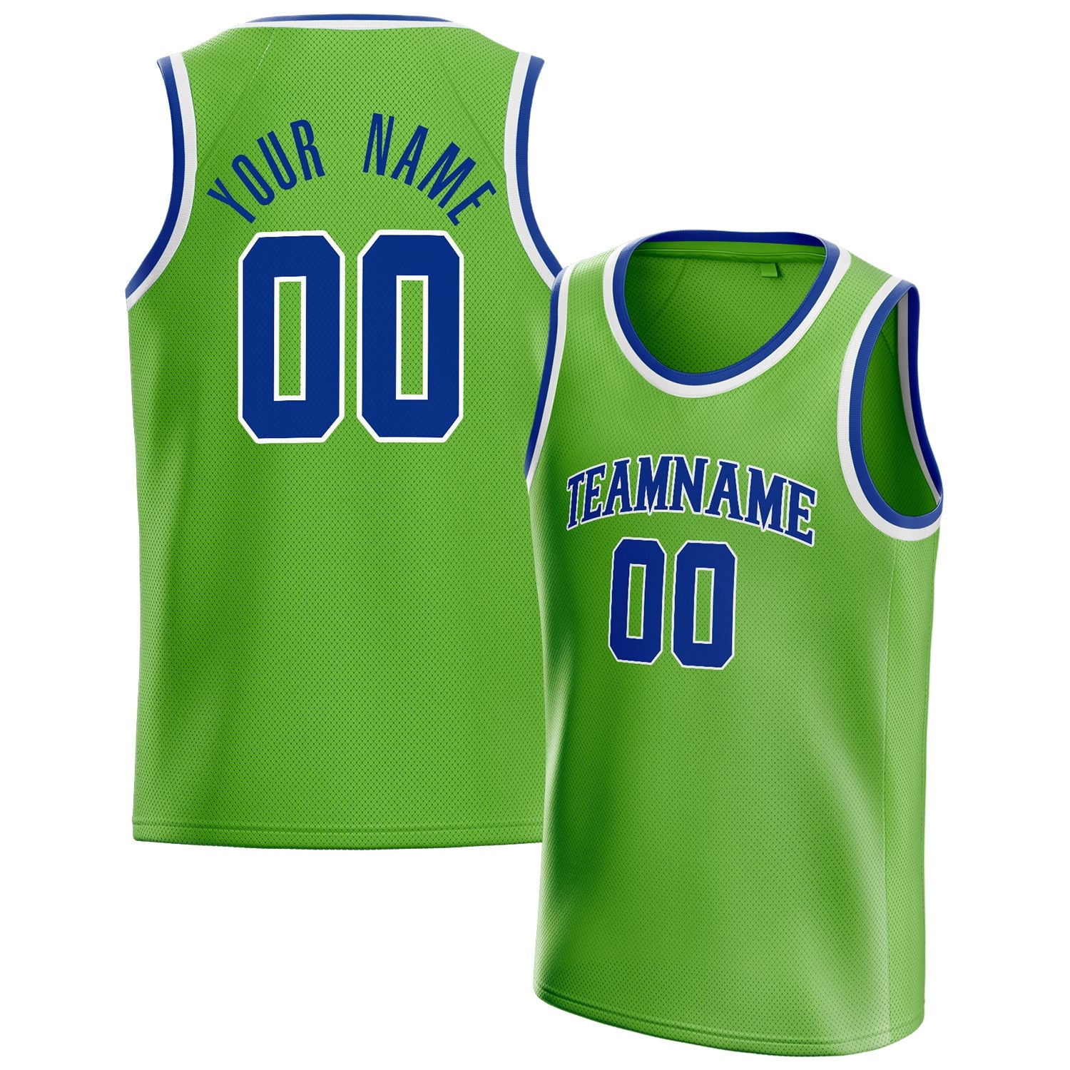 Custom Neon-Green Royal Solid-Color Basketball Jersey