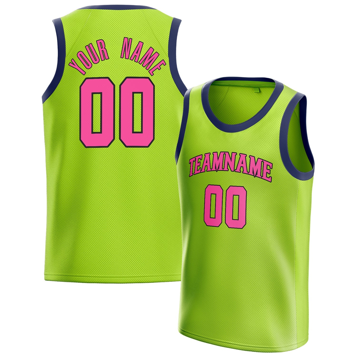 Custom Neon-Green Pink Solid-Color Basketball Jersey