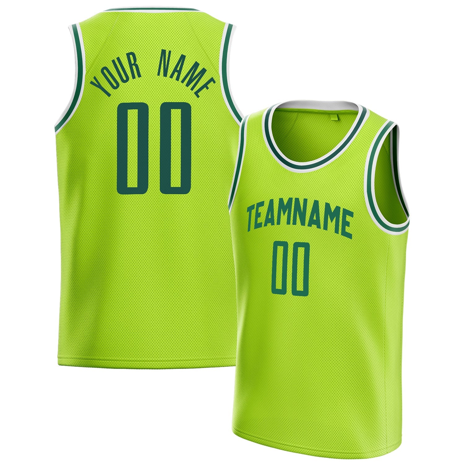 Custom Neon-Green Kelly-Green Solid-Color Basketball Jersey