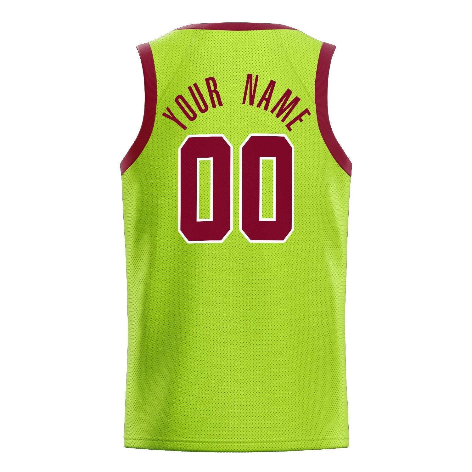 Custom Neon-Green Maroon Solid-Color Basketball Jersey