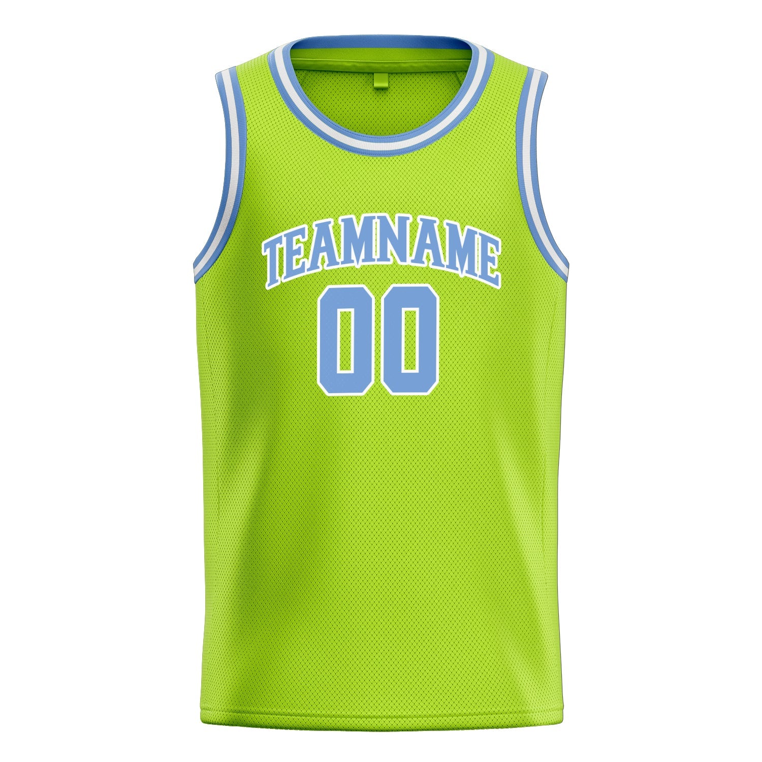 Custom Neon-Green Light-Blue Solid-Color Basketball Jersey
