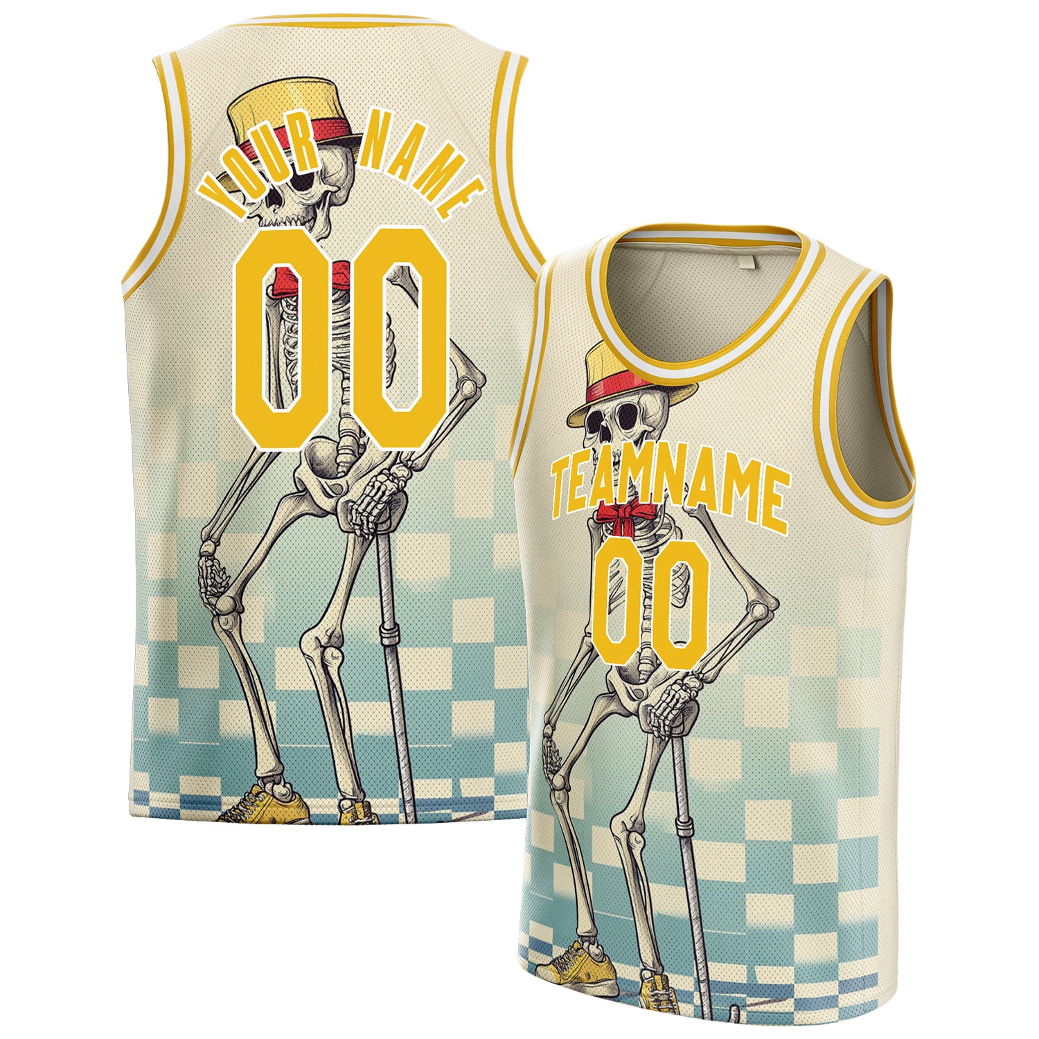 Custom Cream Skull Basketball Jersey BS01240816SK006