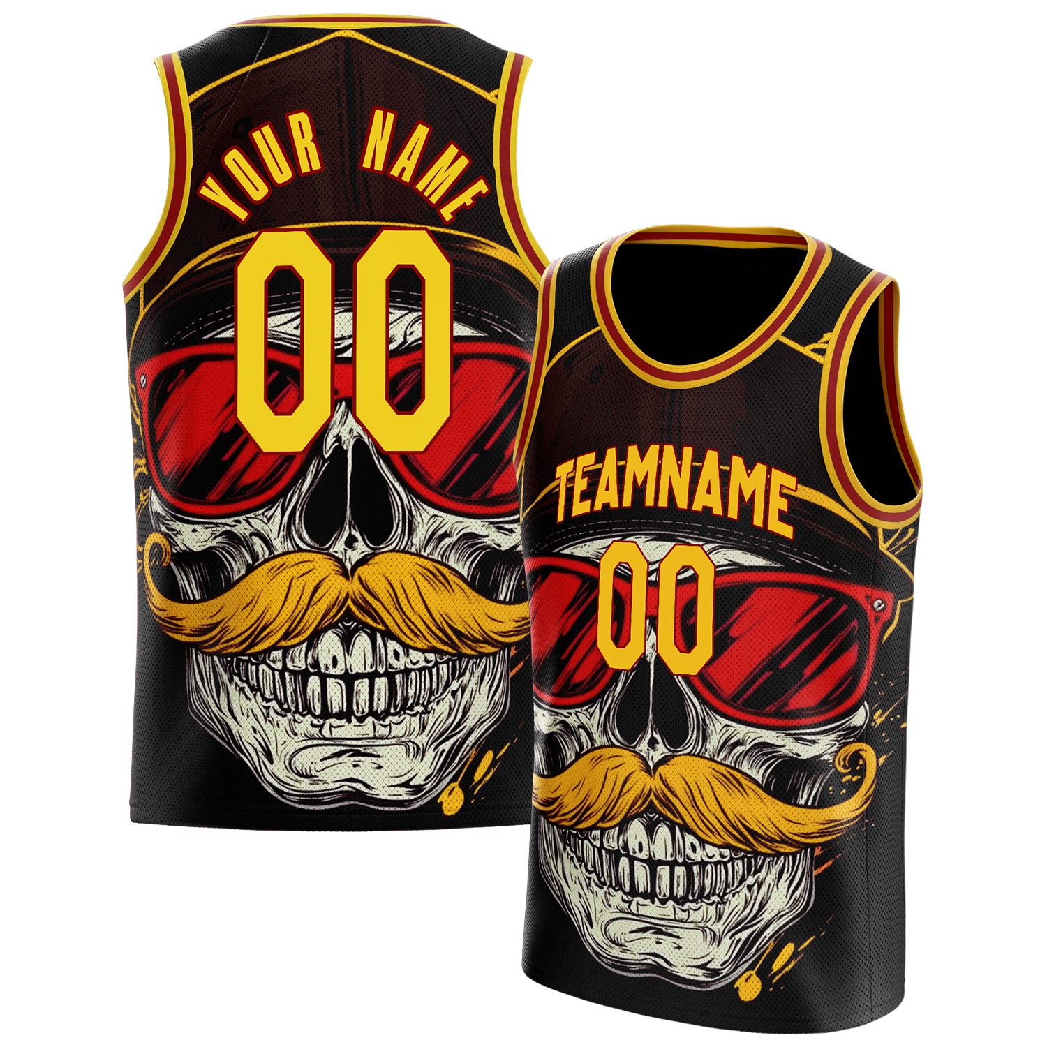 Custom Gold Skull Basketball Jersey BS01240816SK016